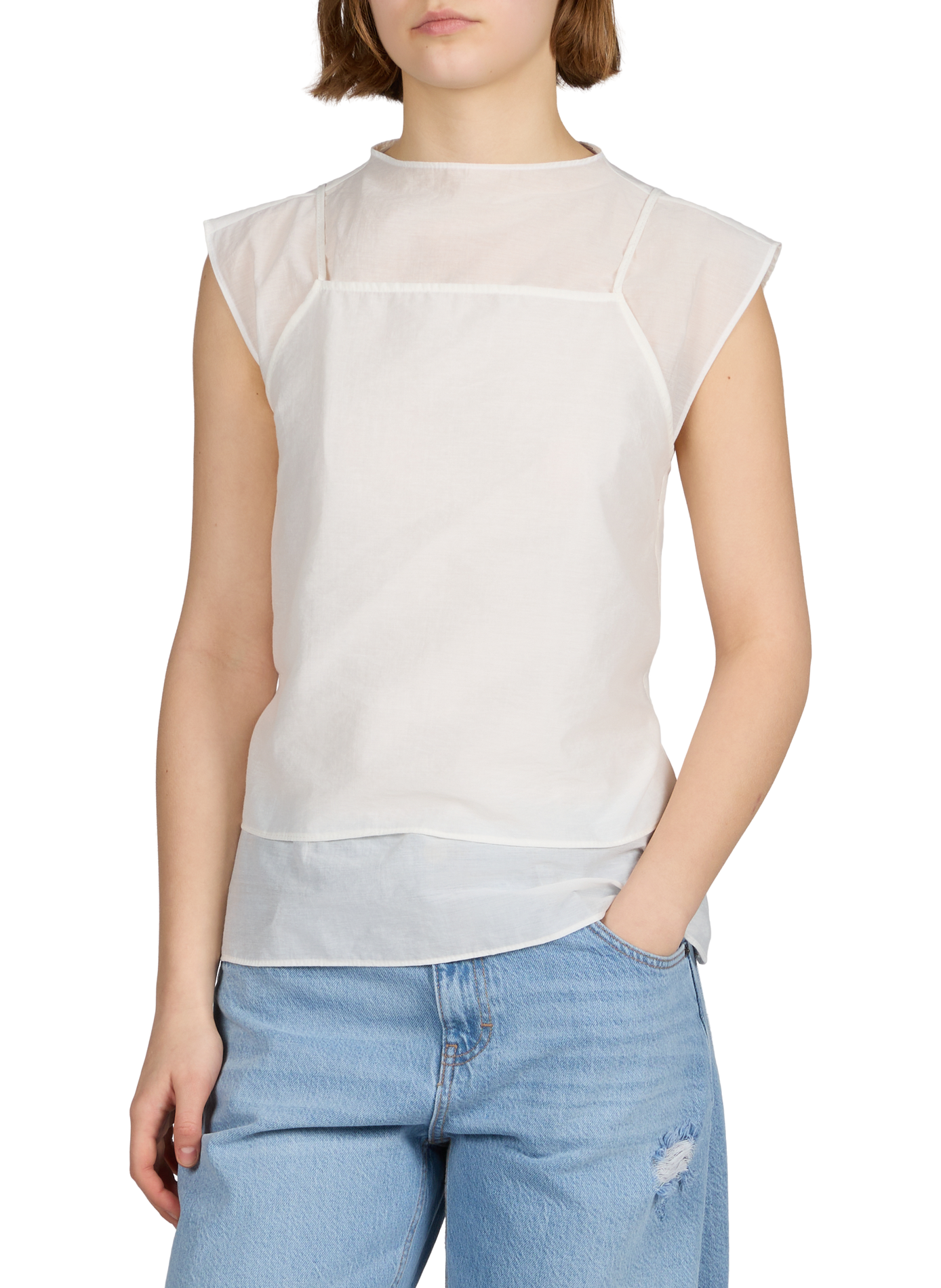 Top superposé Tsilvi en coton mélangé TOPSHOP Beige