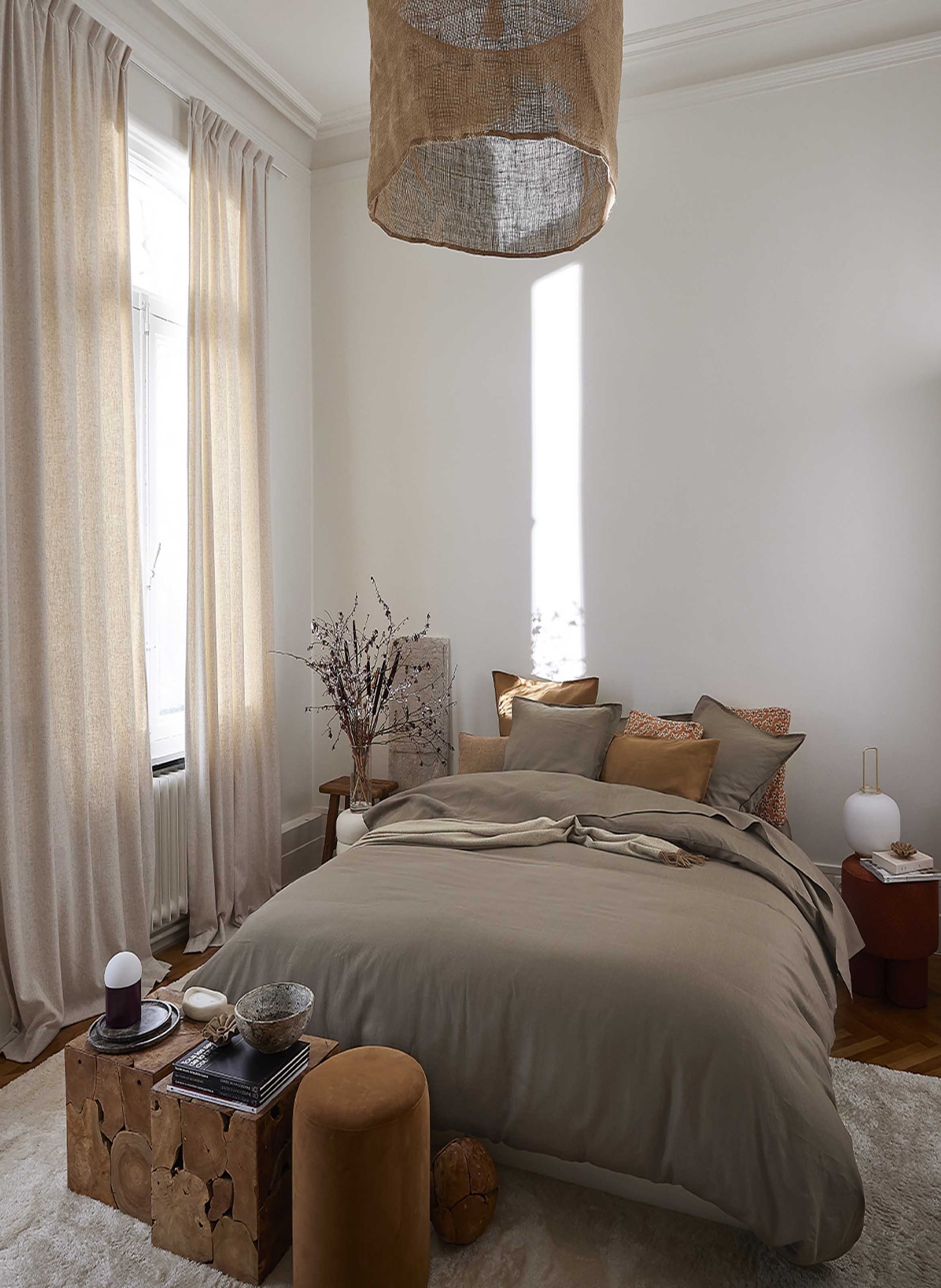 Housse de couette unie en lin lavé, nouvelle vague ALEXANDRE TURPAULT Marron