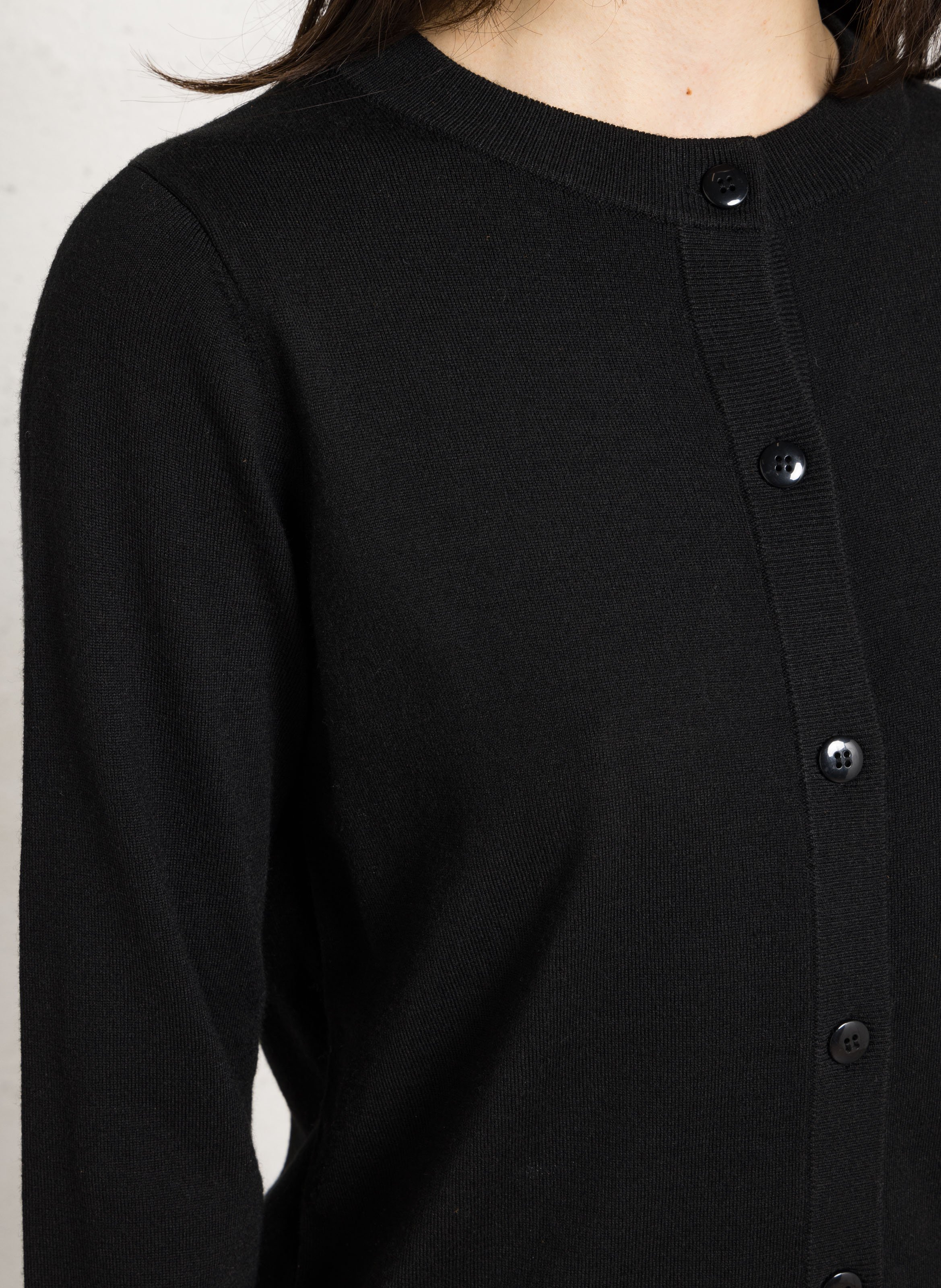 Gilet droit col rond en maille mélangée payton MAISON 123 Noir