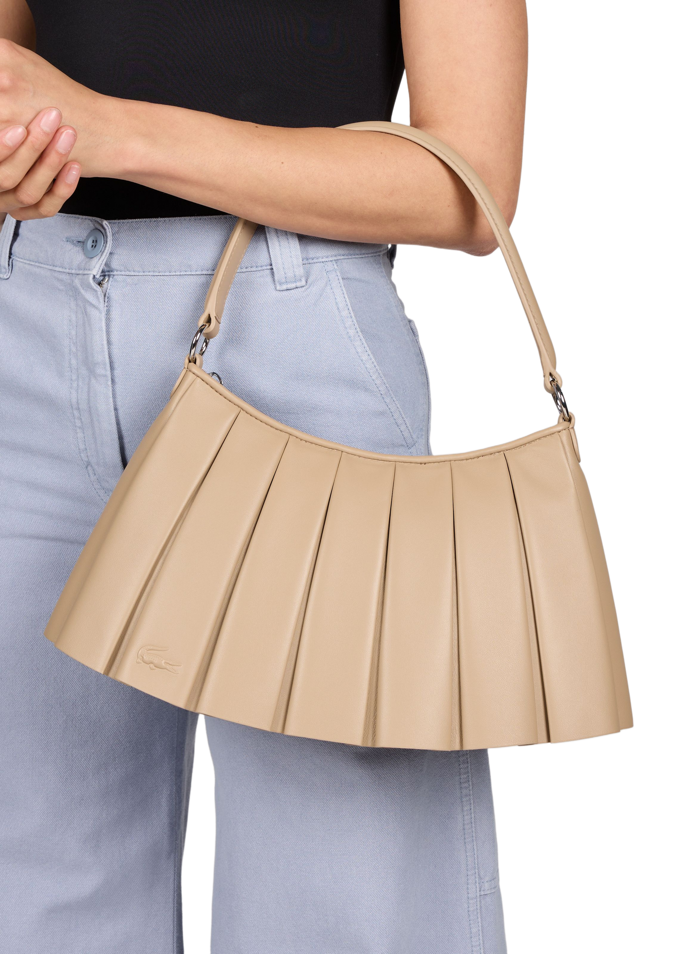 Medium Lenglen sheepskin leather bag LACOSTE Black