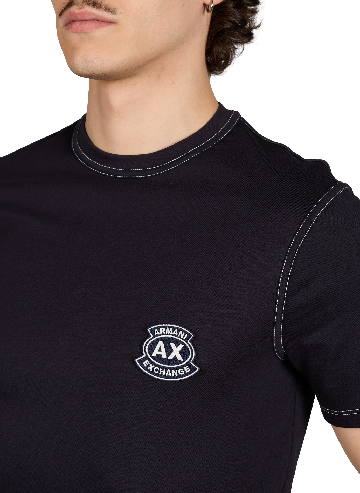 Cotton logo patch T-shirt ARMANI EXCHANGE Blue