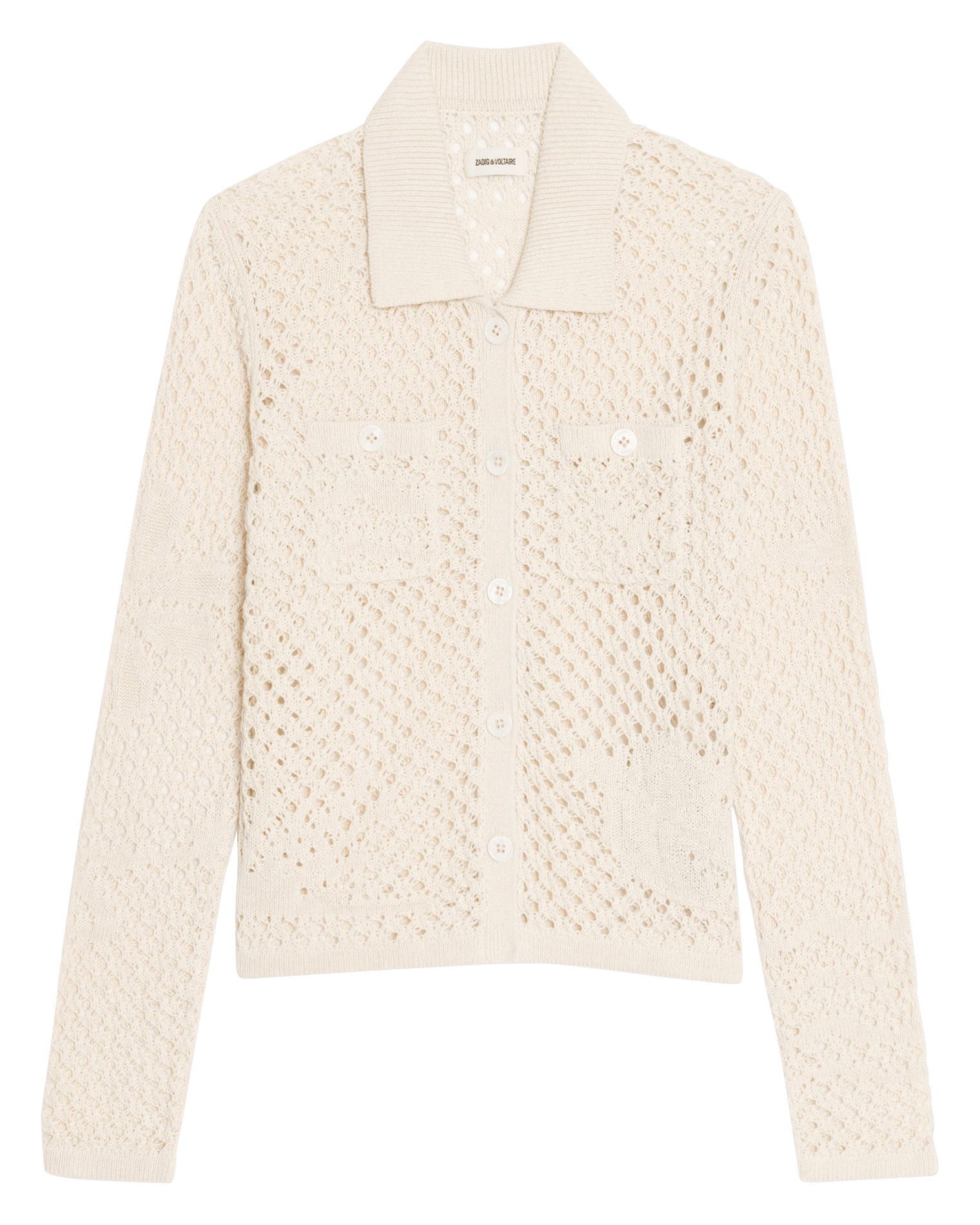 Cardigan droit col classique en coton et lin mélangé voltyz ZADIG&VOLTAIRE Blanc