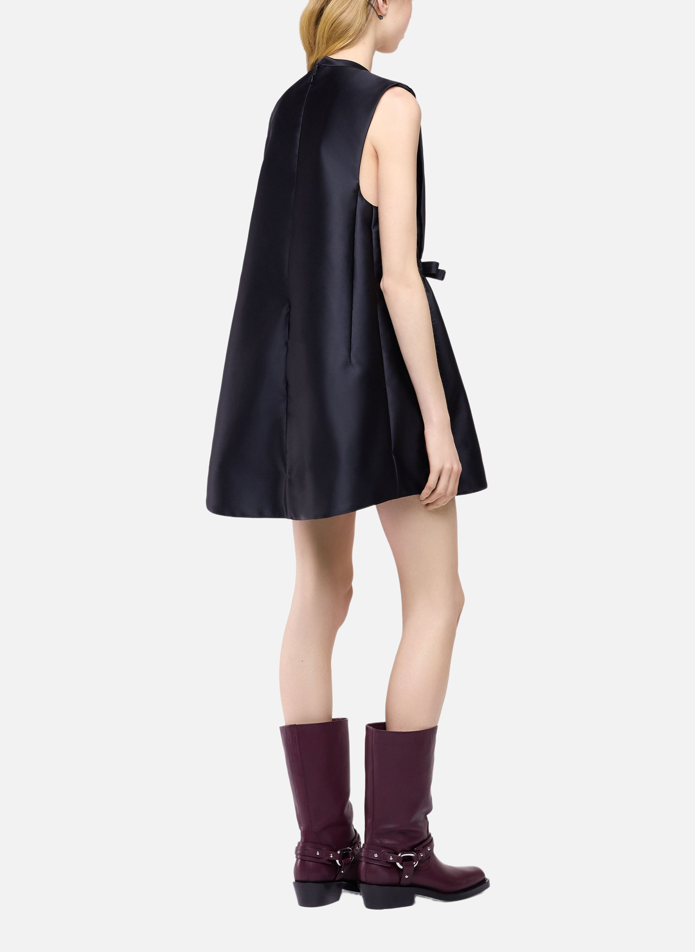 Robe mini ajustée en satin avec détail nœud RABANNE Noir