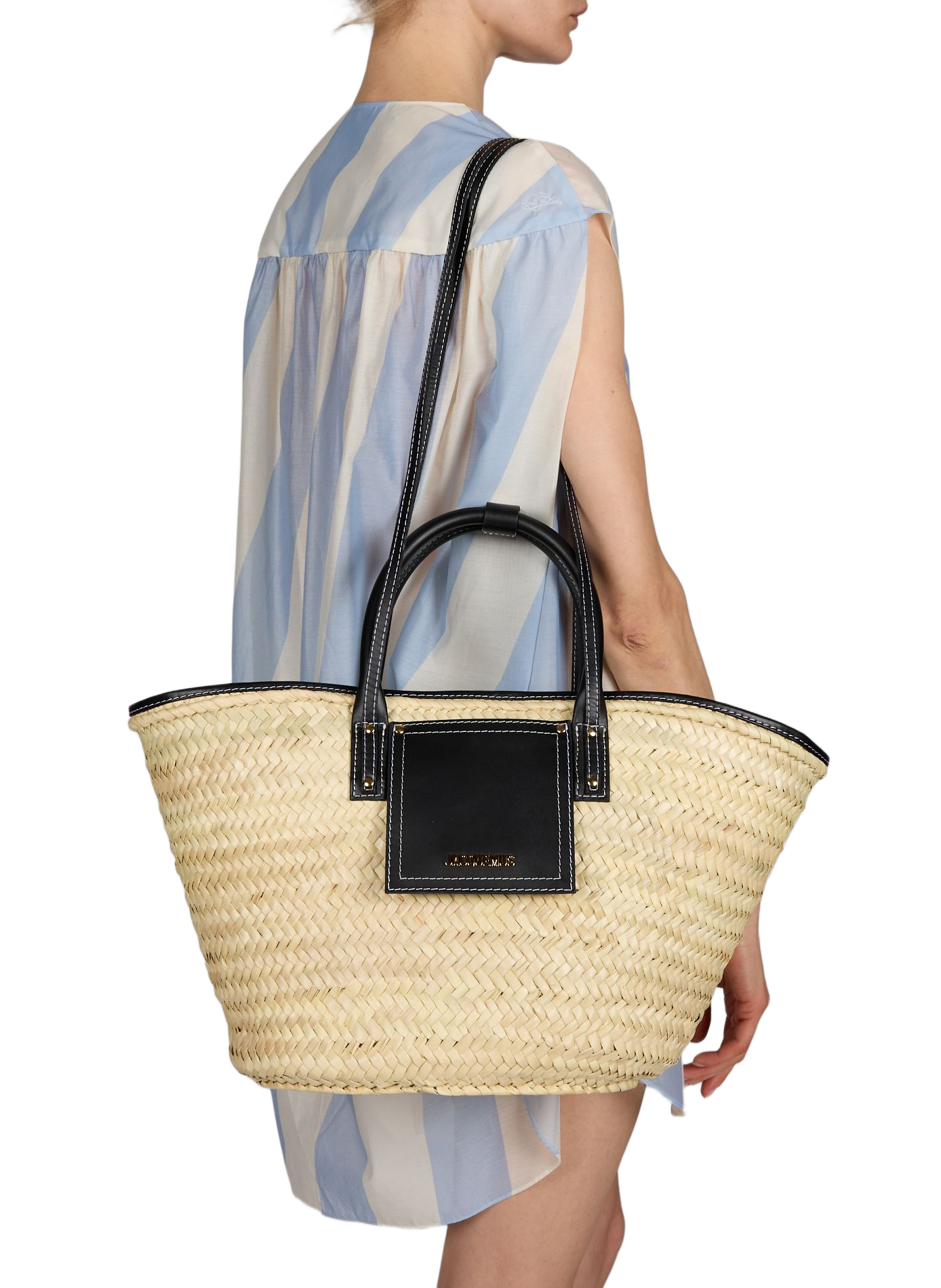 Le Panier Soli en cuir et coton JACQUEMUS Noir