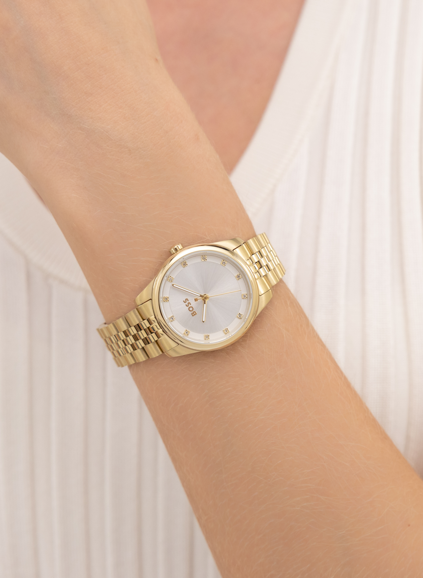 Montre quartz Graceful Precious en acier inoxydable BOSS MONTRES Blanc