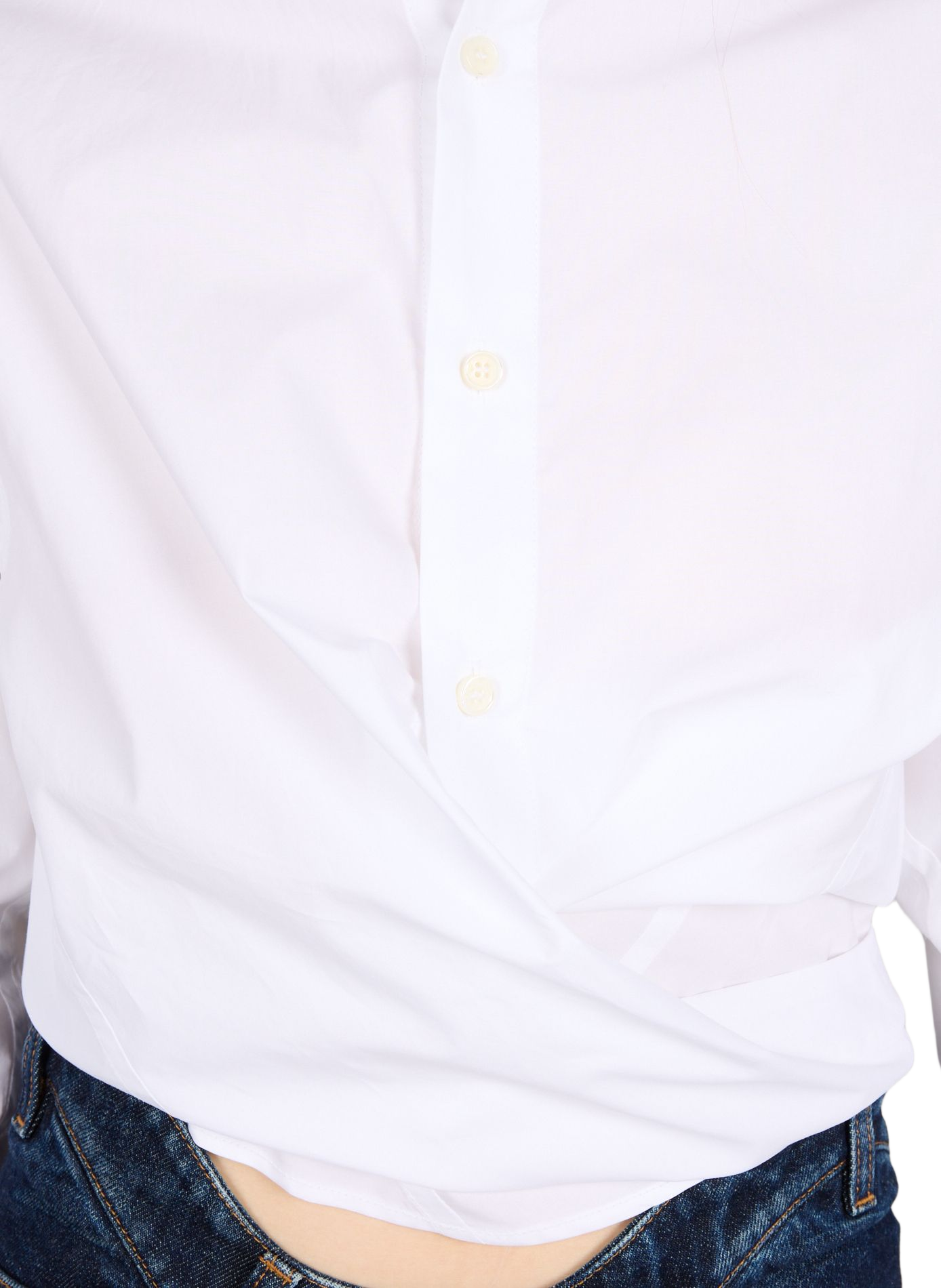 Chemise courte à nouer unie JEAN PAUL GAULTIER Blanc