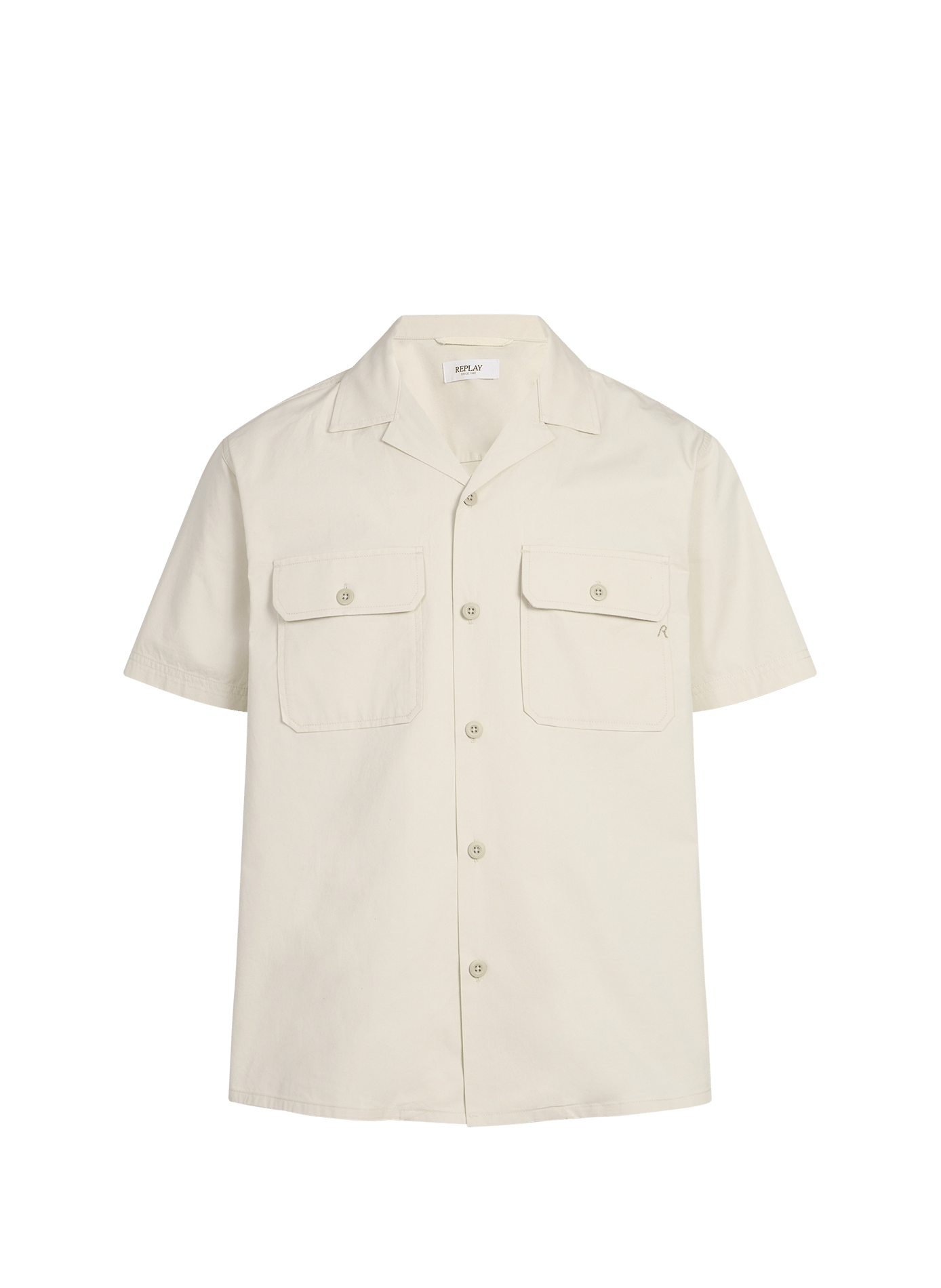 Chemise à manches courtes en coton REPLAY Beige