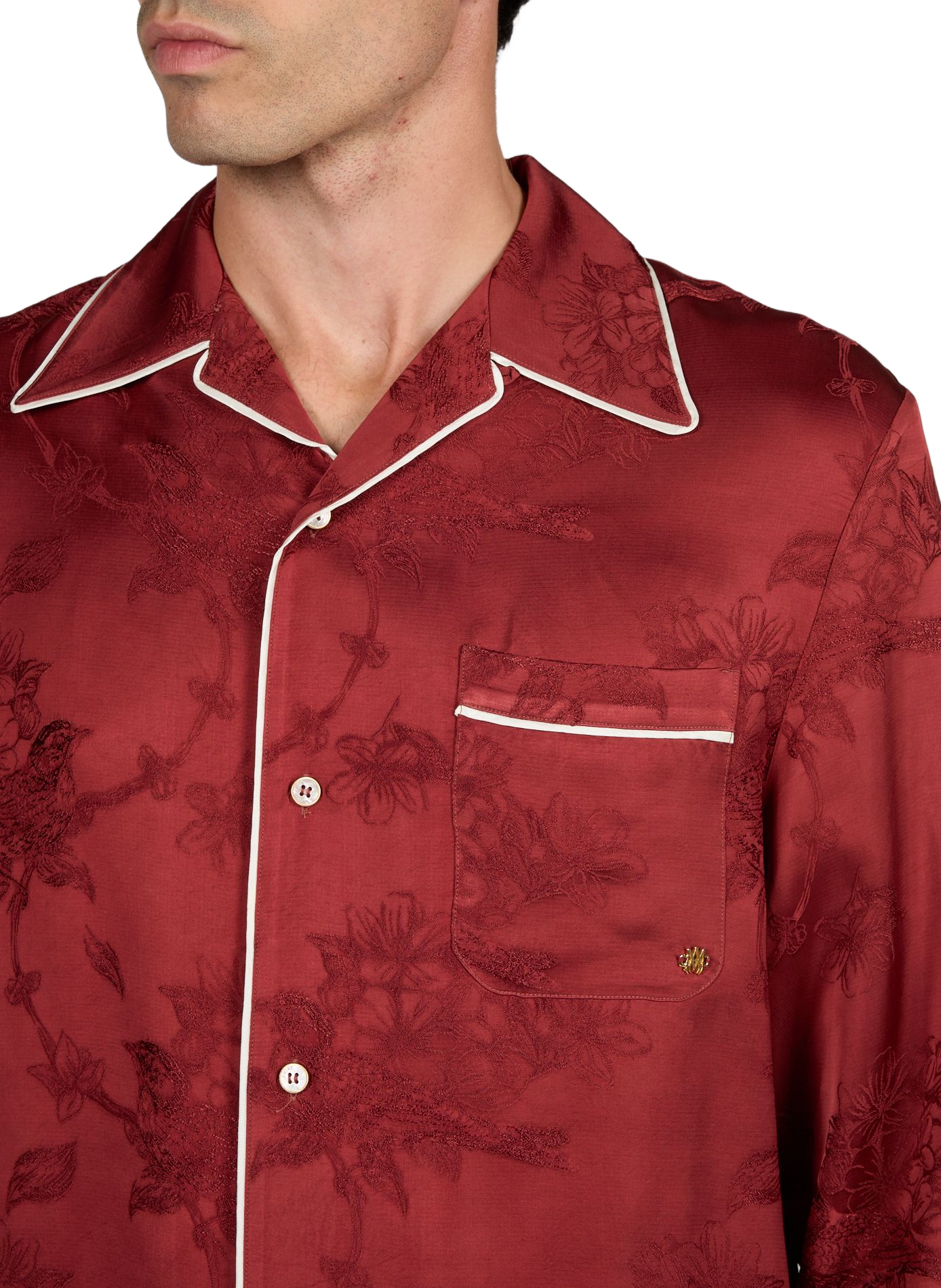 Chemise de pyjama en jacquard floral AMIRI Rouge