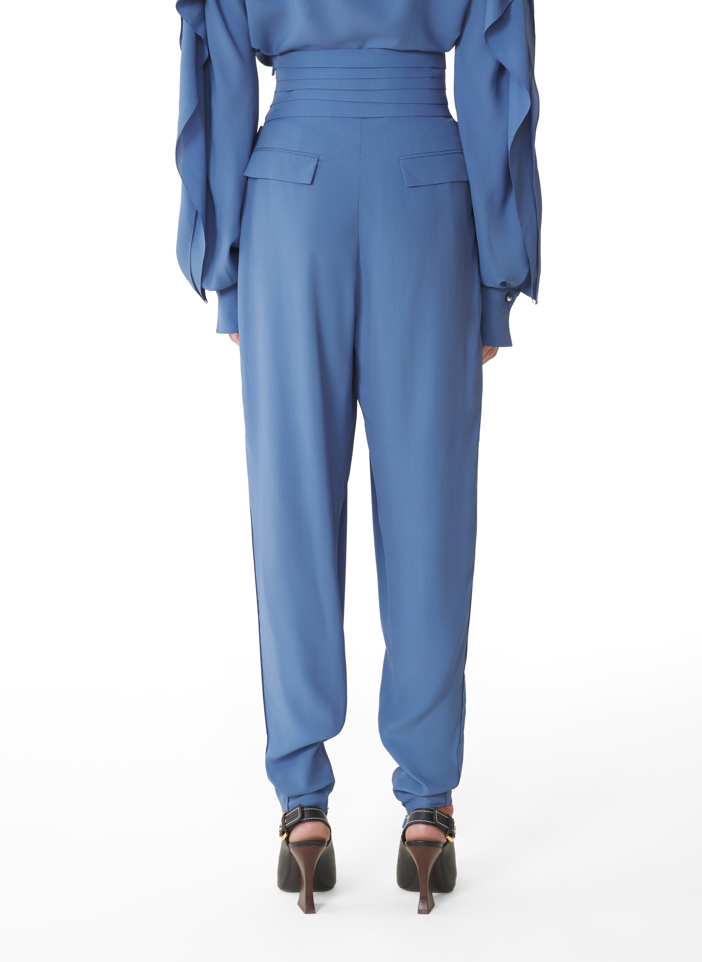 Pantalon drapé en crêpe de chine LANVIN Bleu