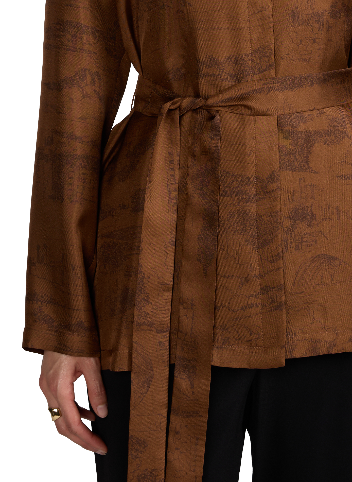 Camicia diritta con cintura a motivo MAX MARA STUDIO Marrone