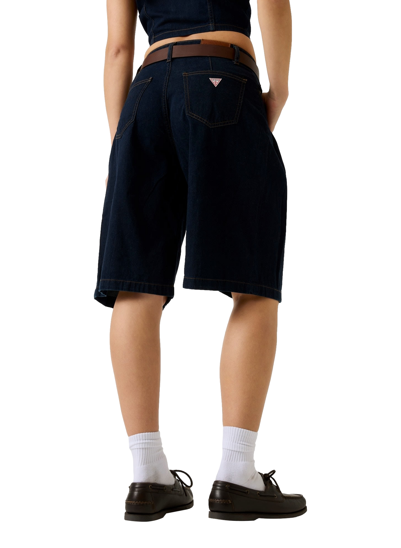 Mid-rise cotton denim Bermuda shorts GUESS Black