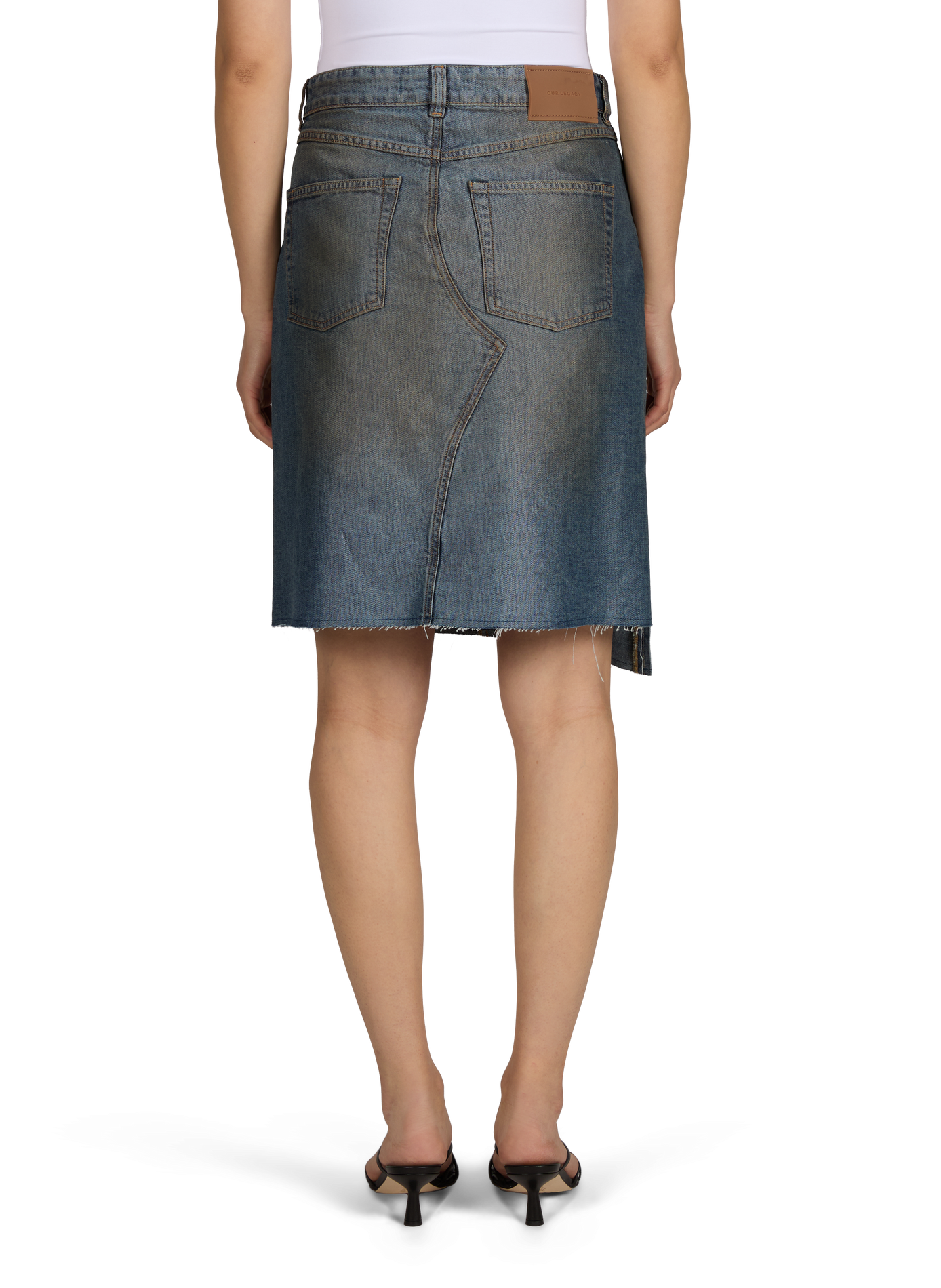 Gonna in denim asimmetrica in misto cotone OUR LEGACY Blu