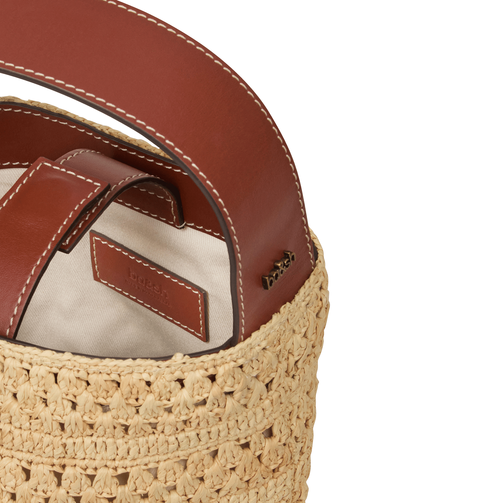 Sac seau en raphia youyou BA&SH Marron