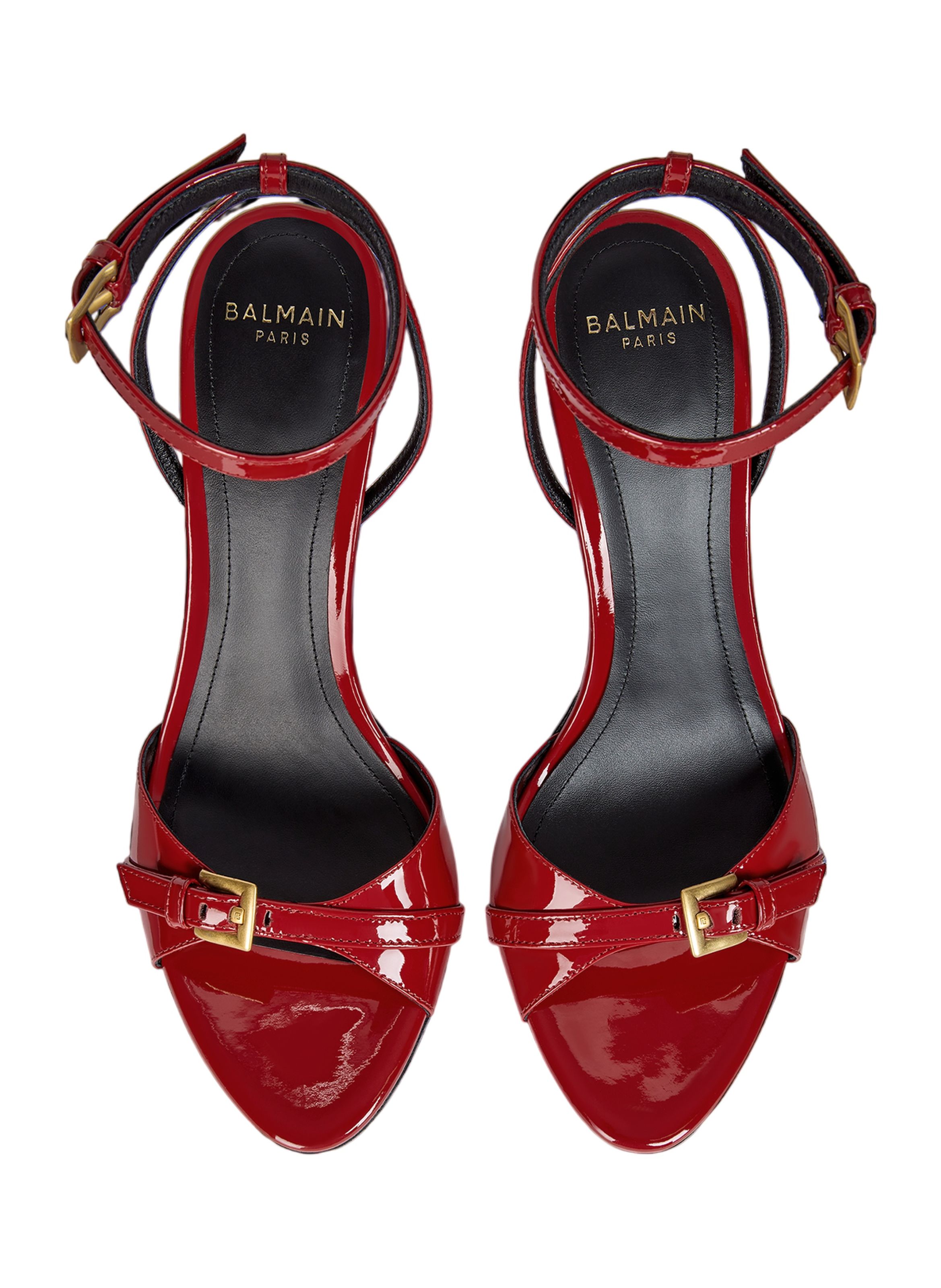 Sandales anthem en cuir de veau lisse BALMAIN Rouge