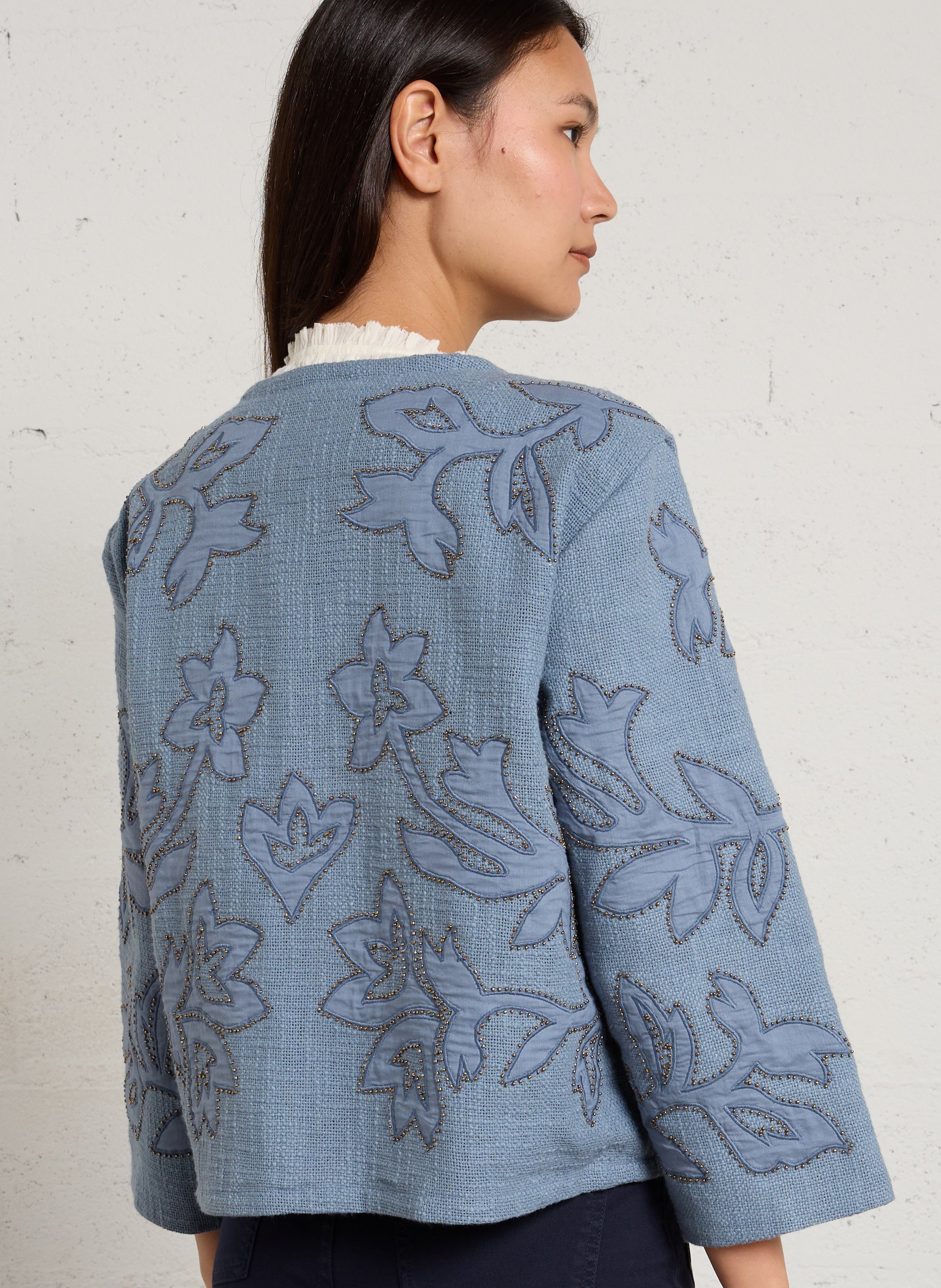 Veste droite en coton vitalie MAISON 123 Bleu