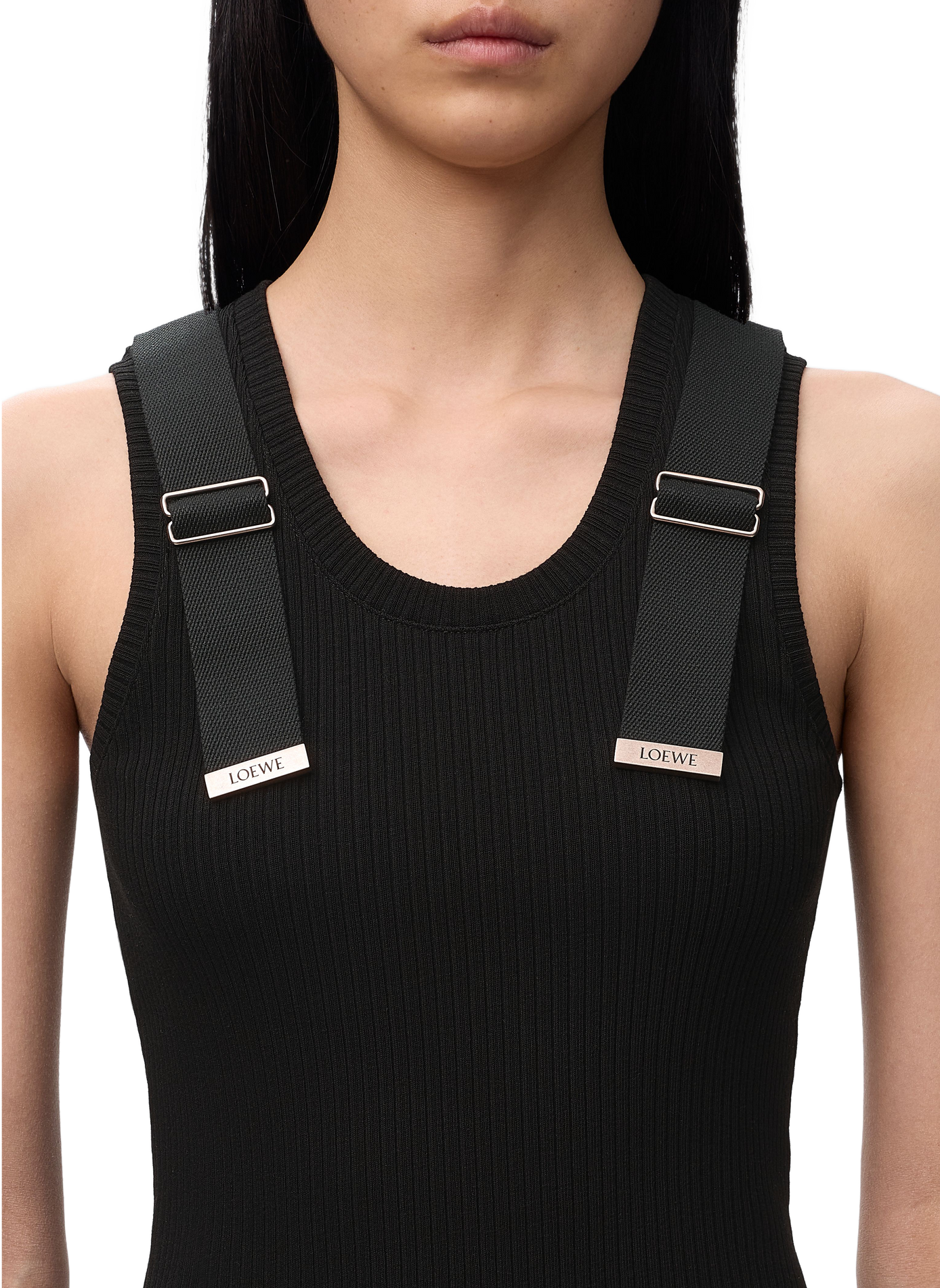 Cotton stretch tank top with straps LOEWE Black