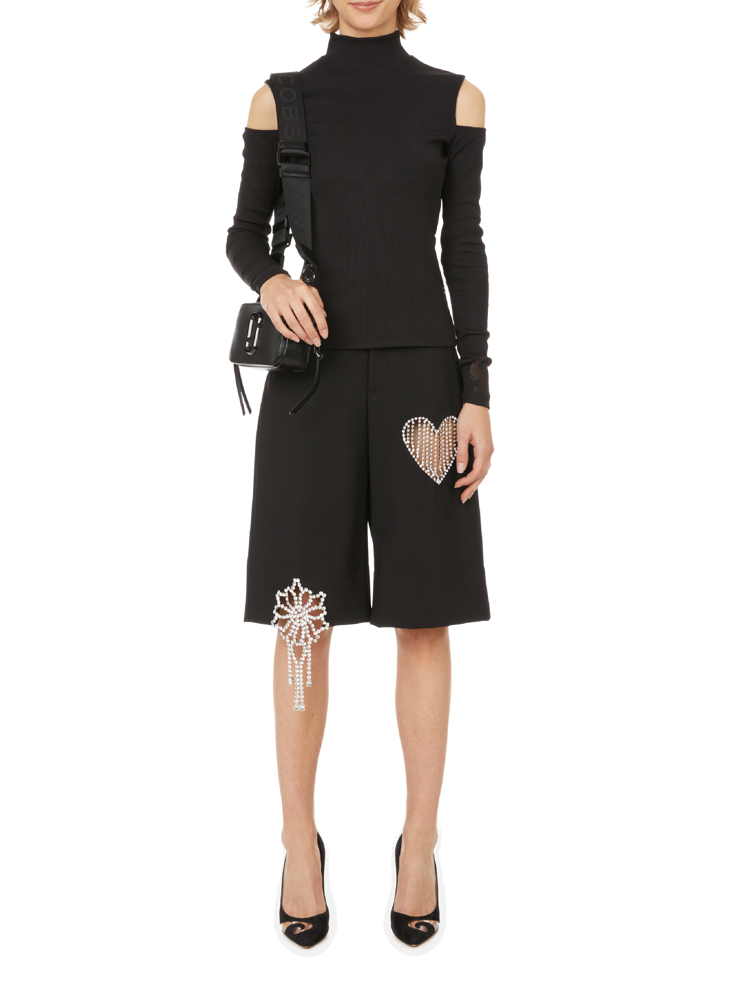 Top de dos materiales KOCHÉ Negro