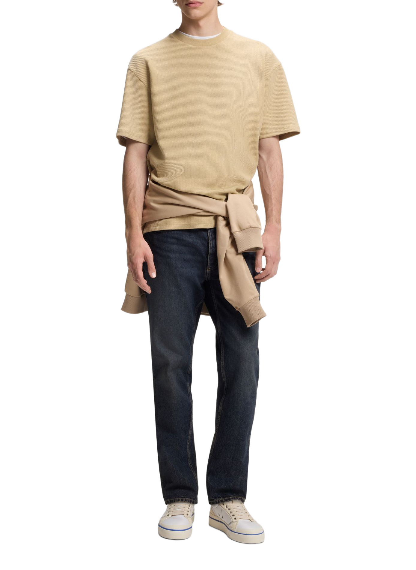 T-shirt Nuwaffle en coton mélangé HUGO BLUE Beige