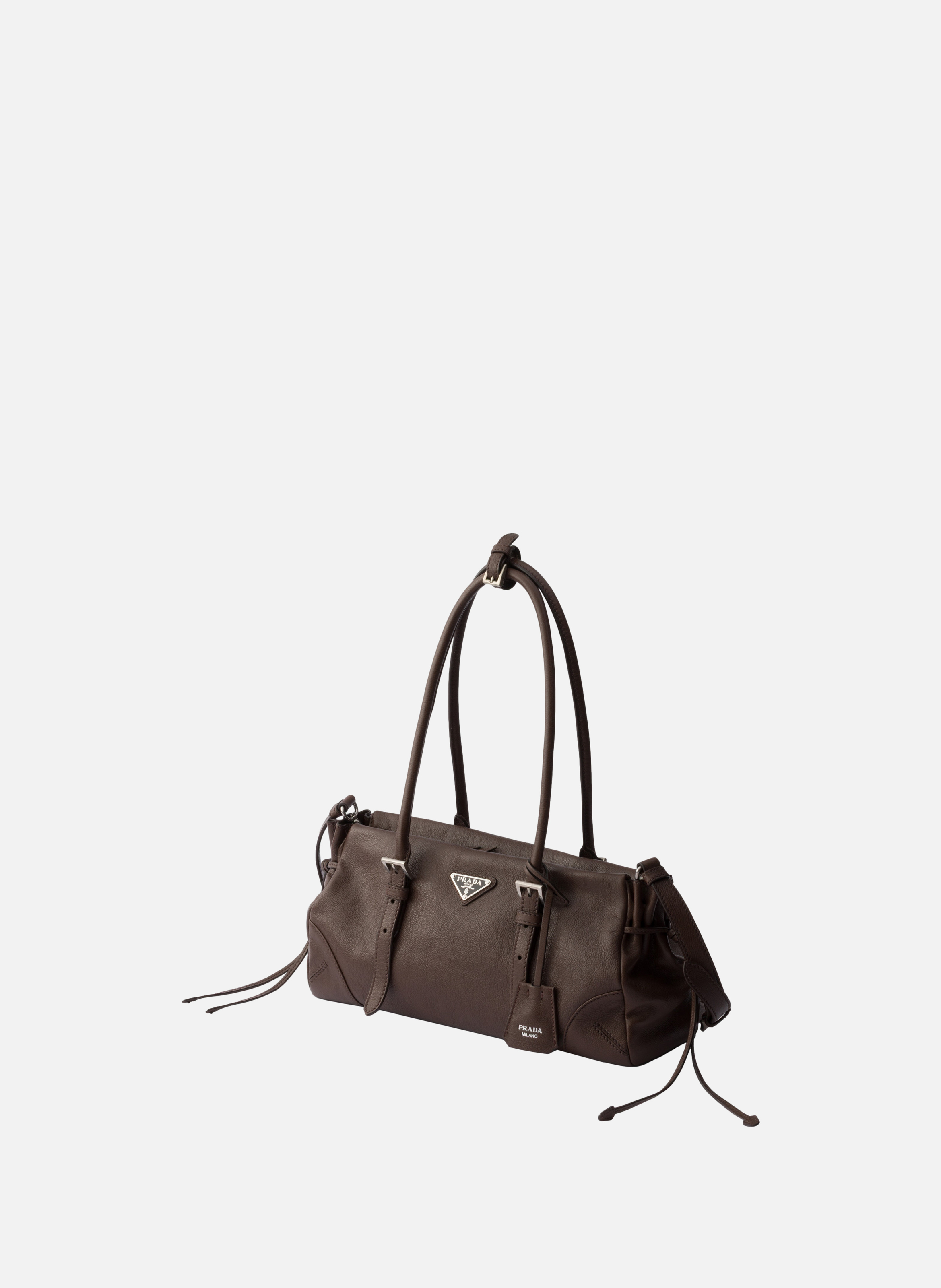Cabas prada bonnie en cuir vieilli de taille moyen PRADA Marron
