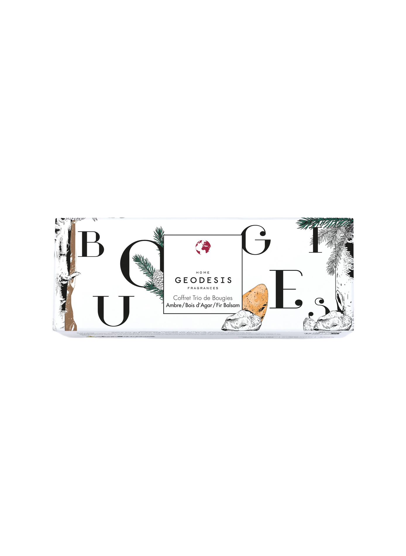 Coffret de 3 bougies en verre GEODESIS Marron