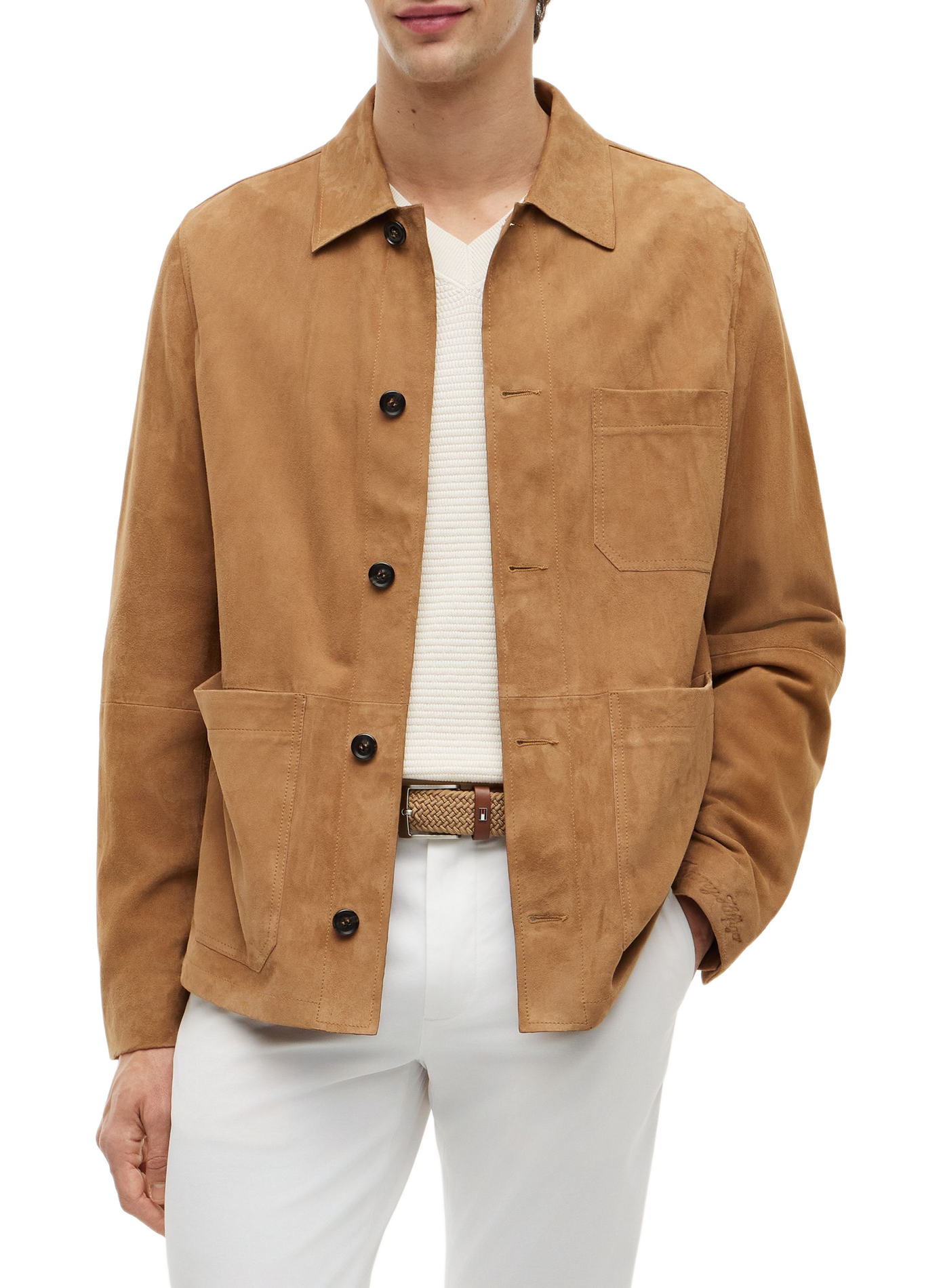Leren jas met klassieke kraag TOMMY HILFIGER Bruin