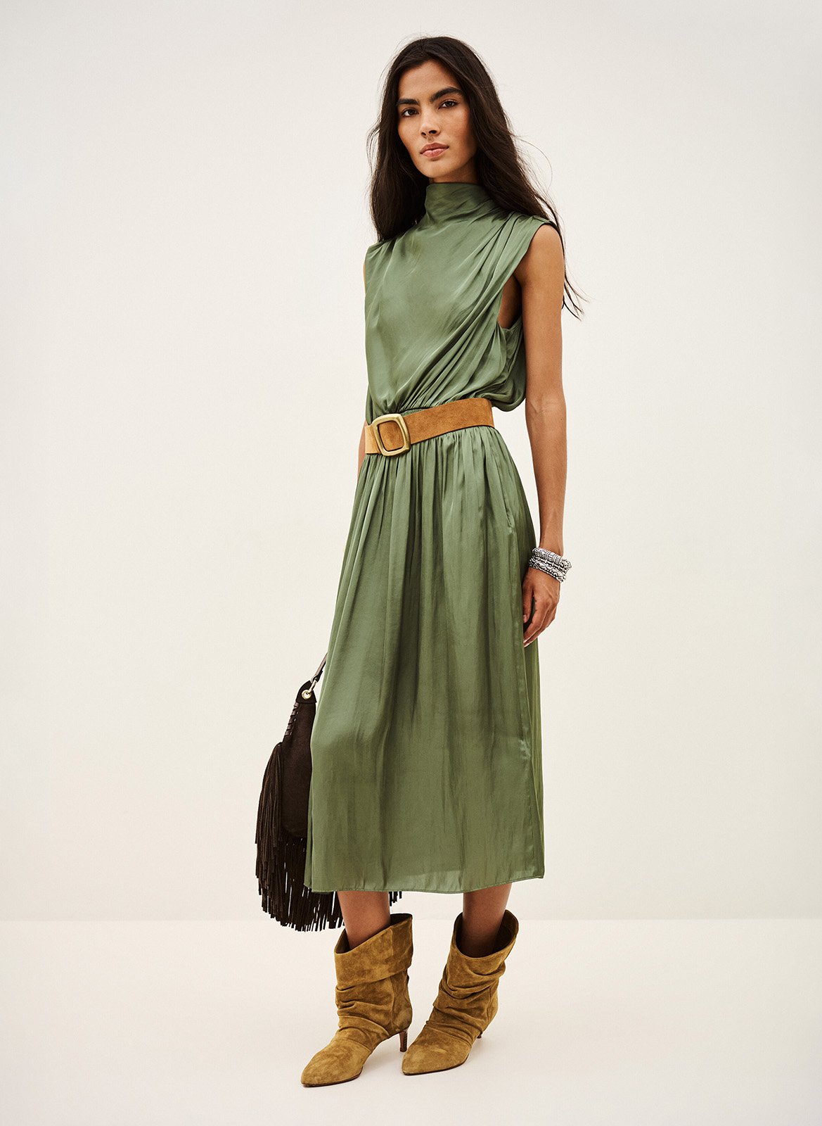 Robe longue fluide unie celea BA&SH Kaki