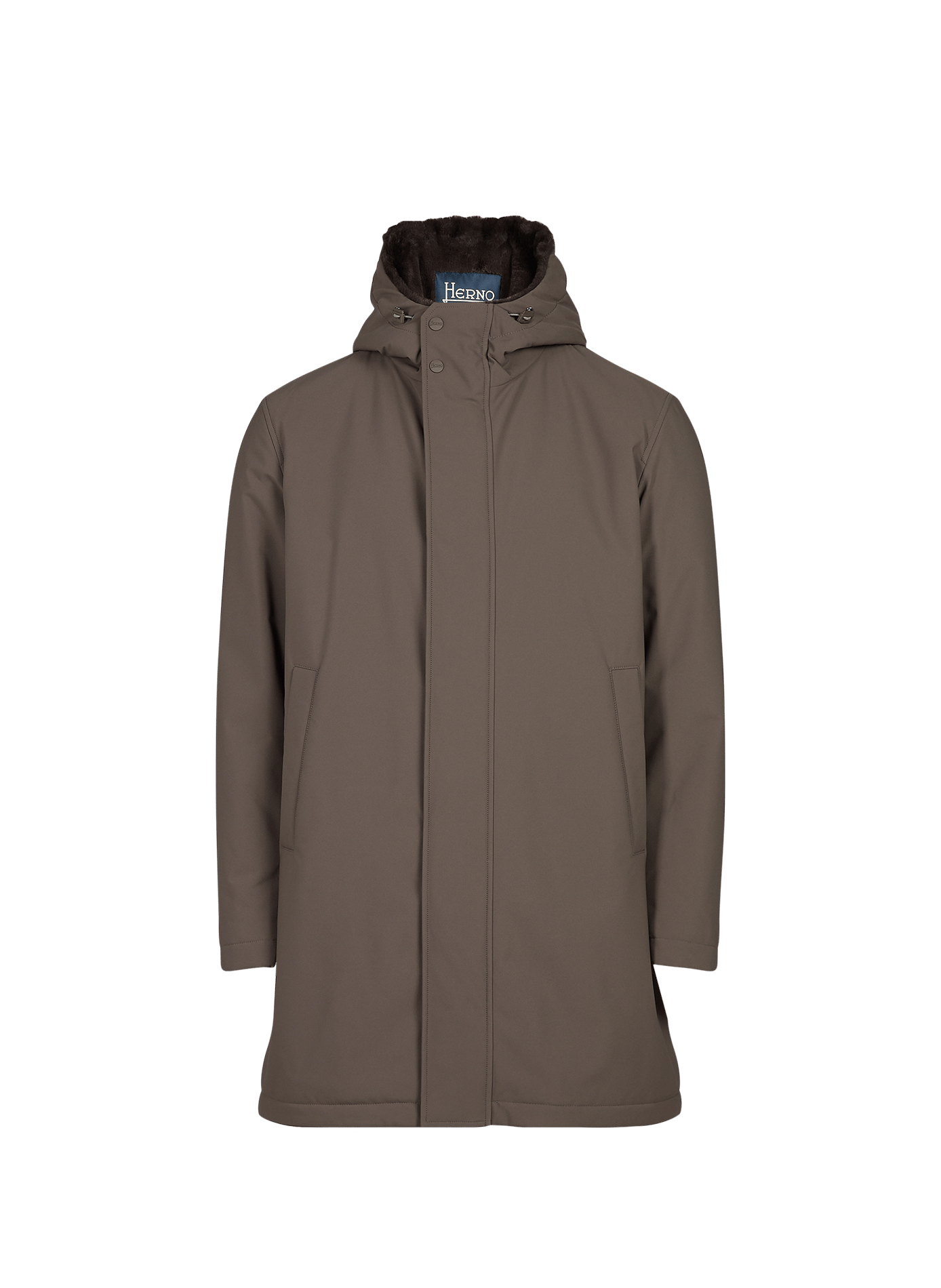 Straight coat with hood HERNO Brown