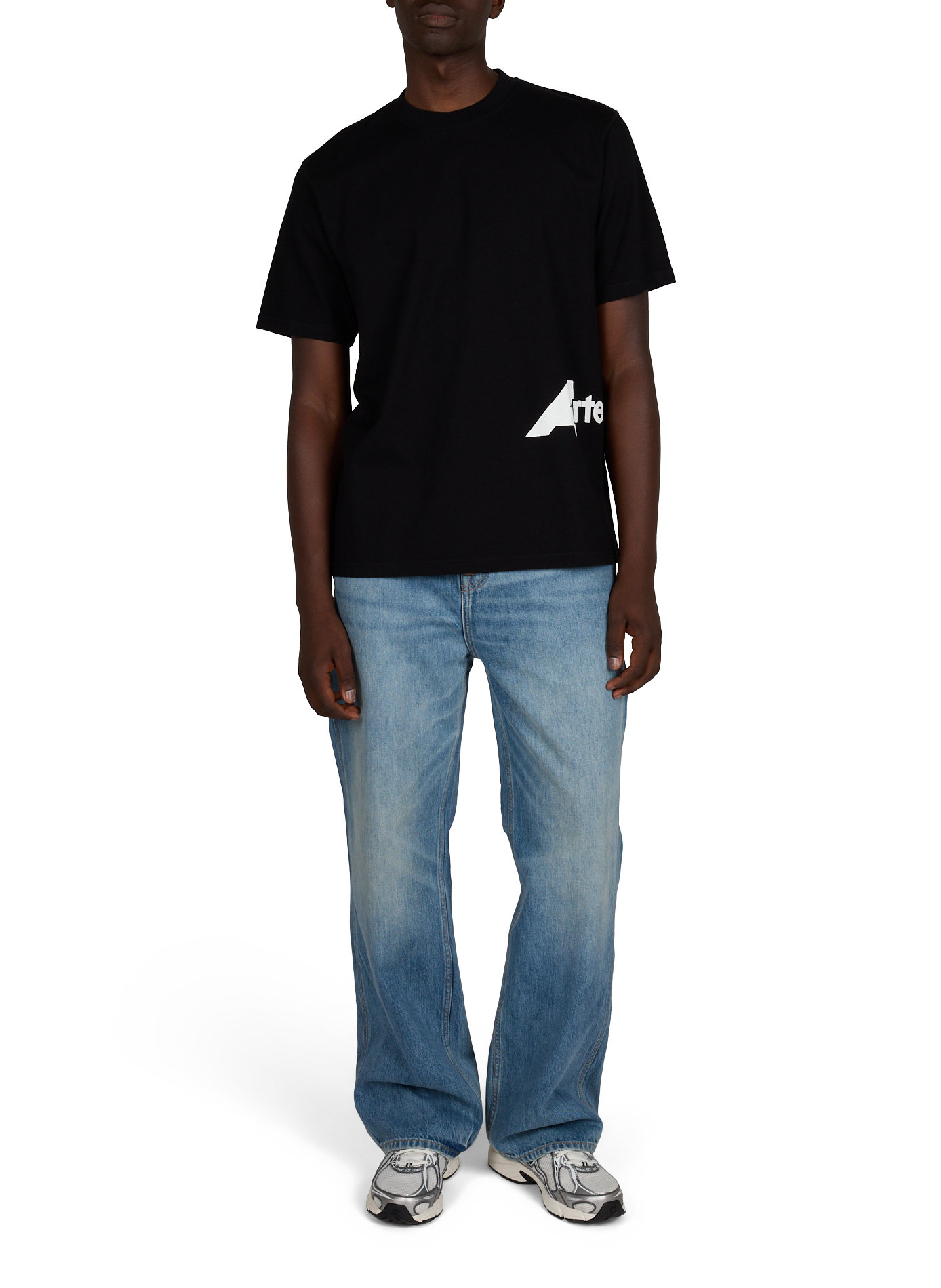Straight round-neck t-shirt in screen-printed cotton. ARTE ANTWERP Black