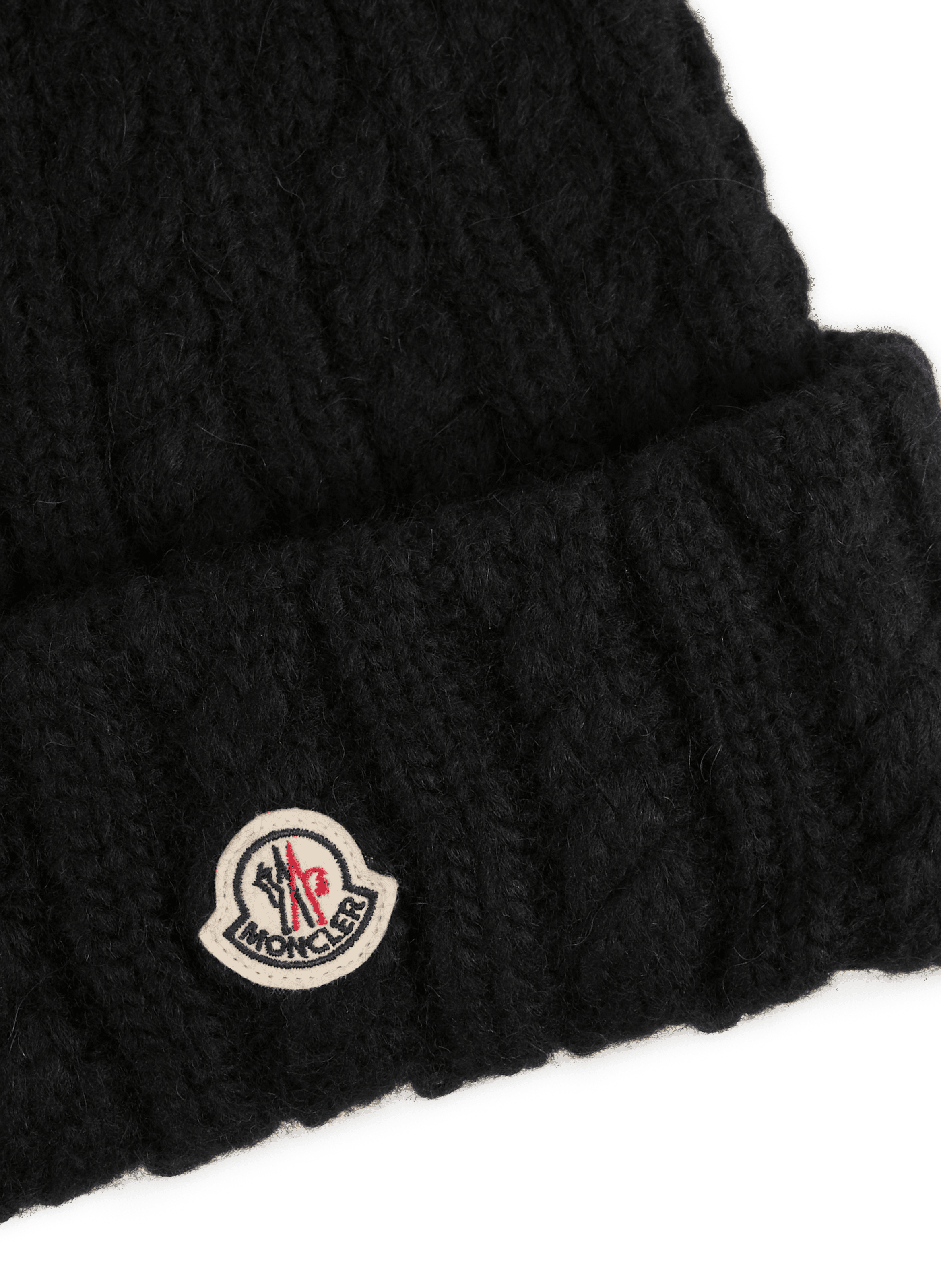 Bonnet uni en maille torsadée MONCLER Noir