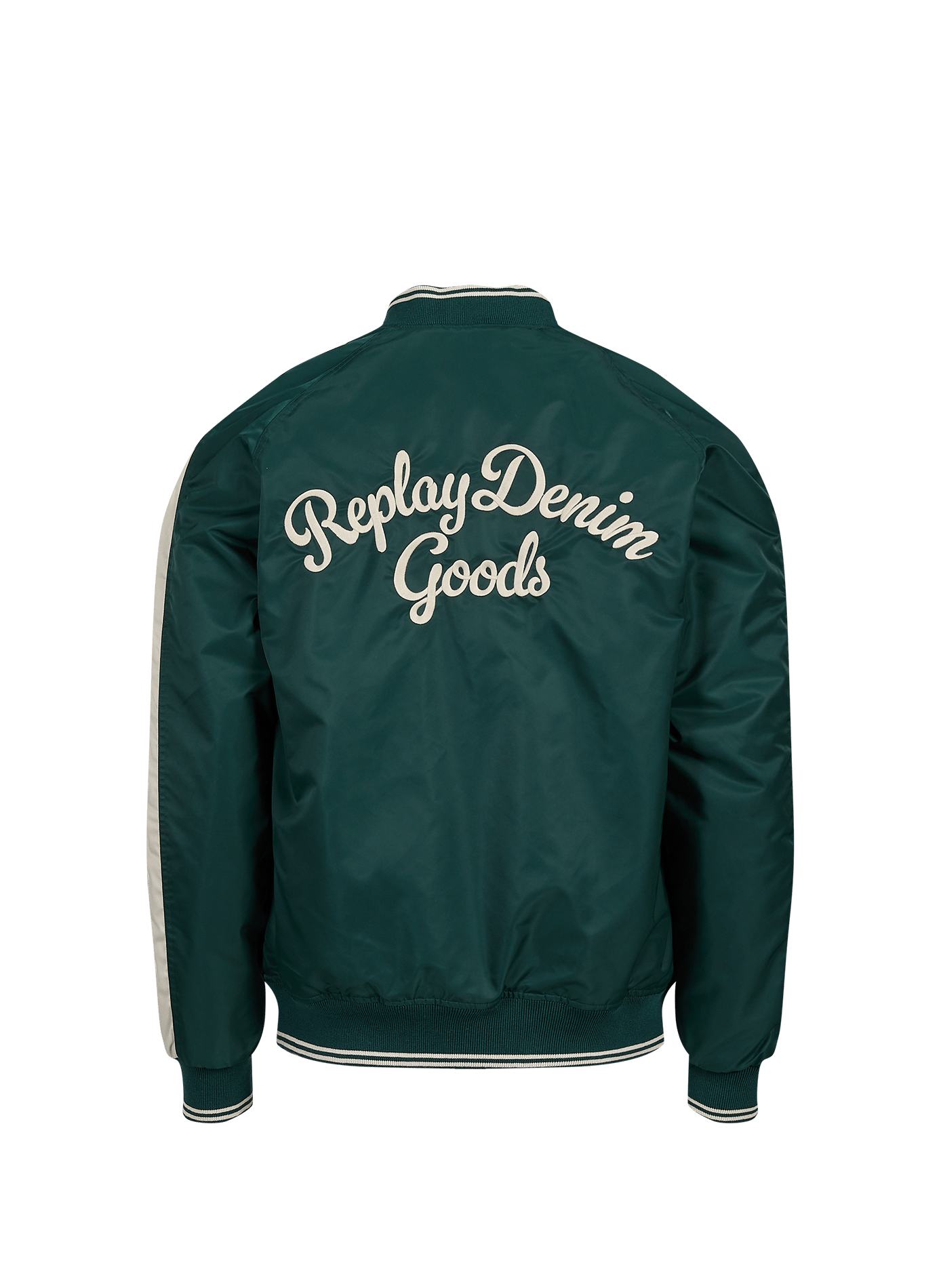 Straight bomber jacket with embroidered logo REPLAY Green