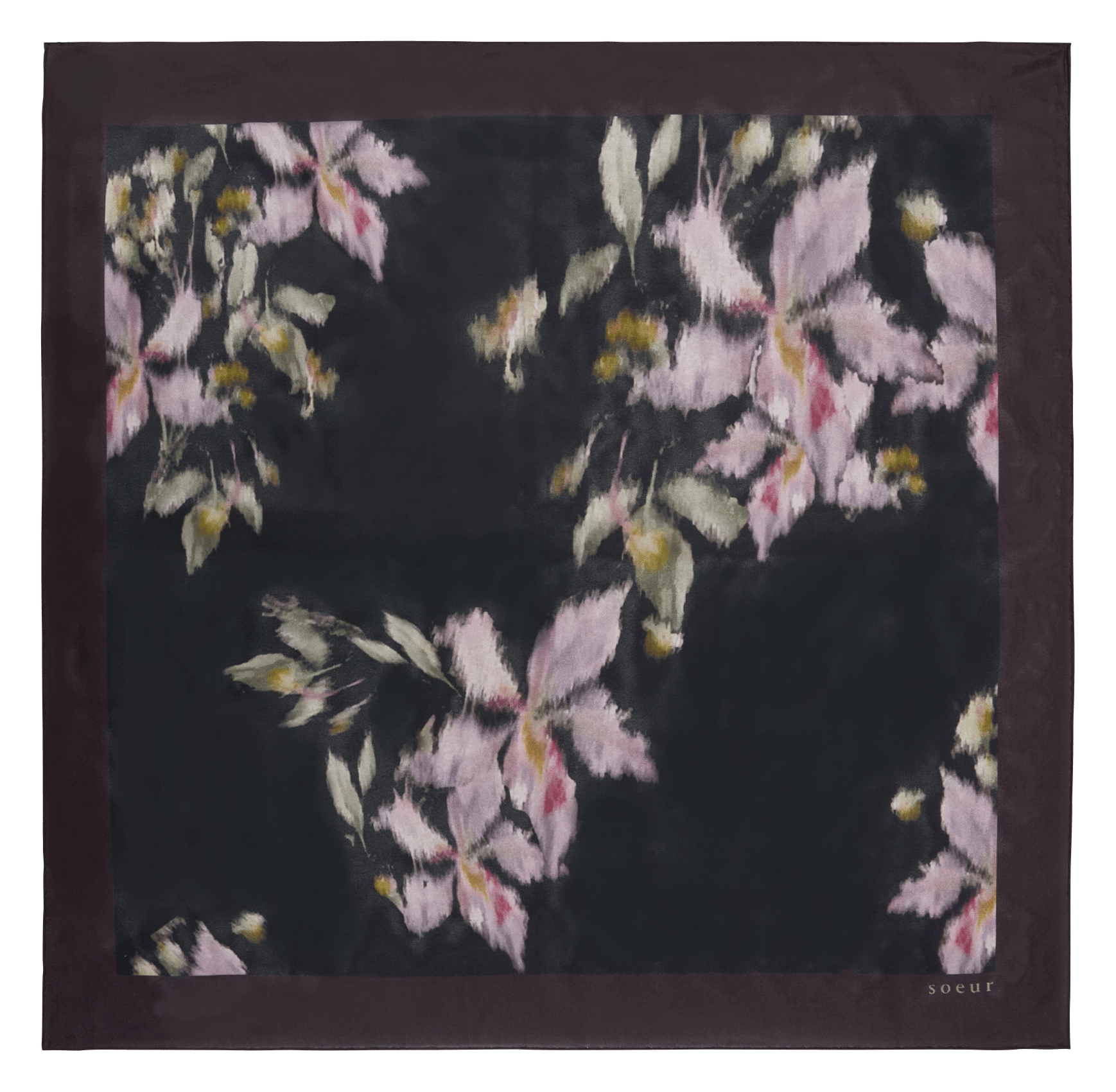 Foulard en soie imprimé capucine SOEUR Gris