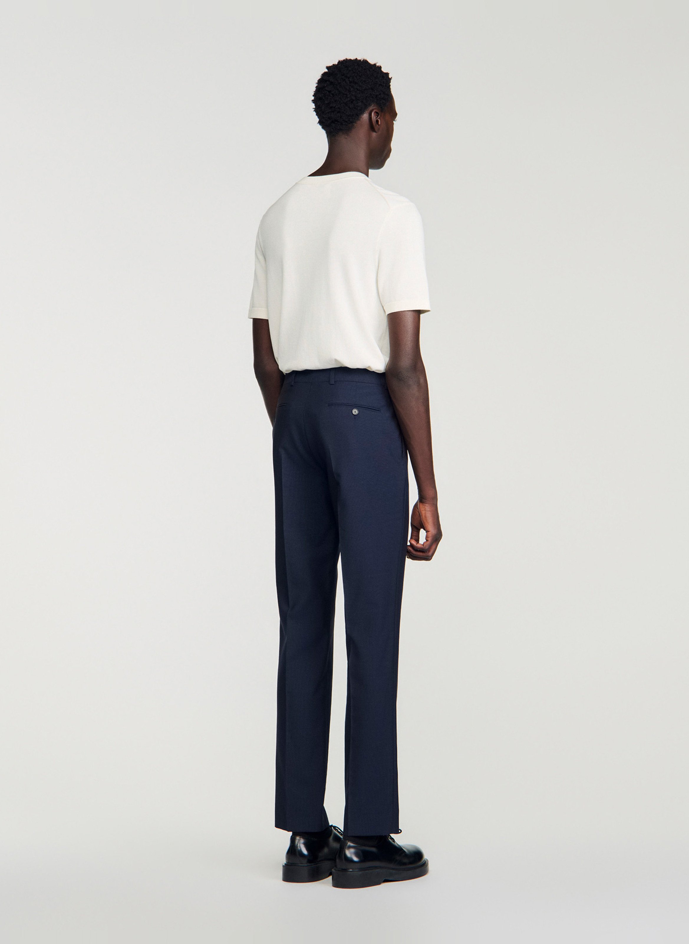 Pantalon de costume en laine SANDRO Bleu