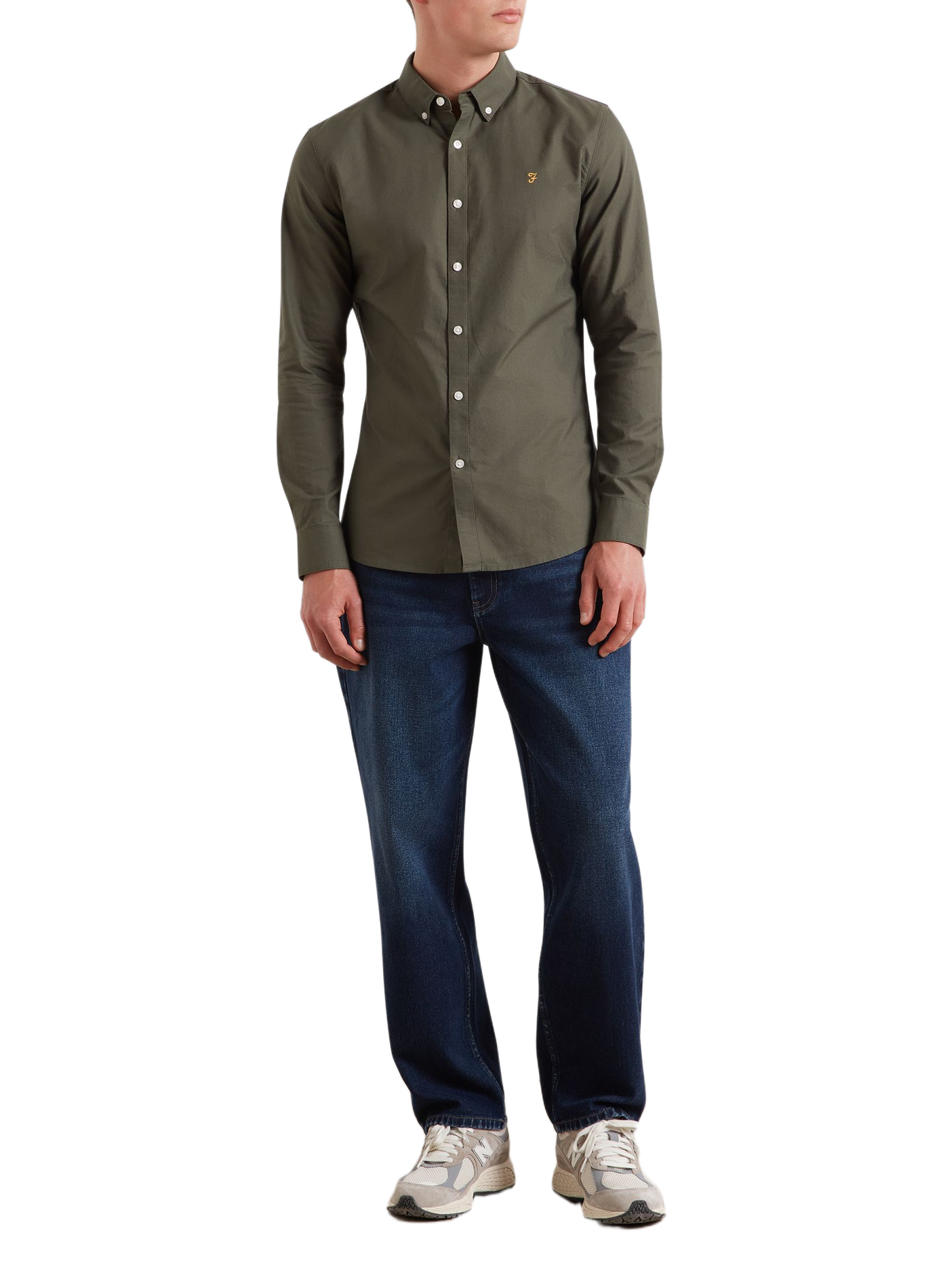 Chemise droite à logo brodé en coton FARAH Green