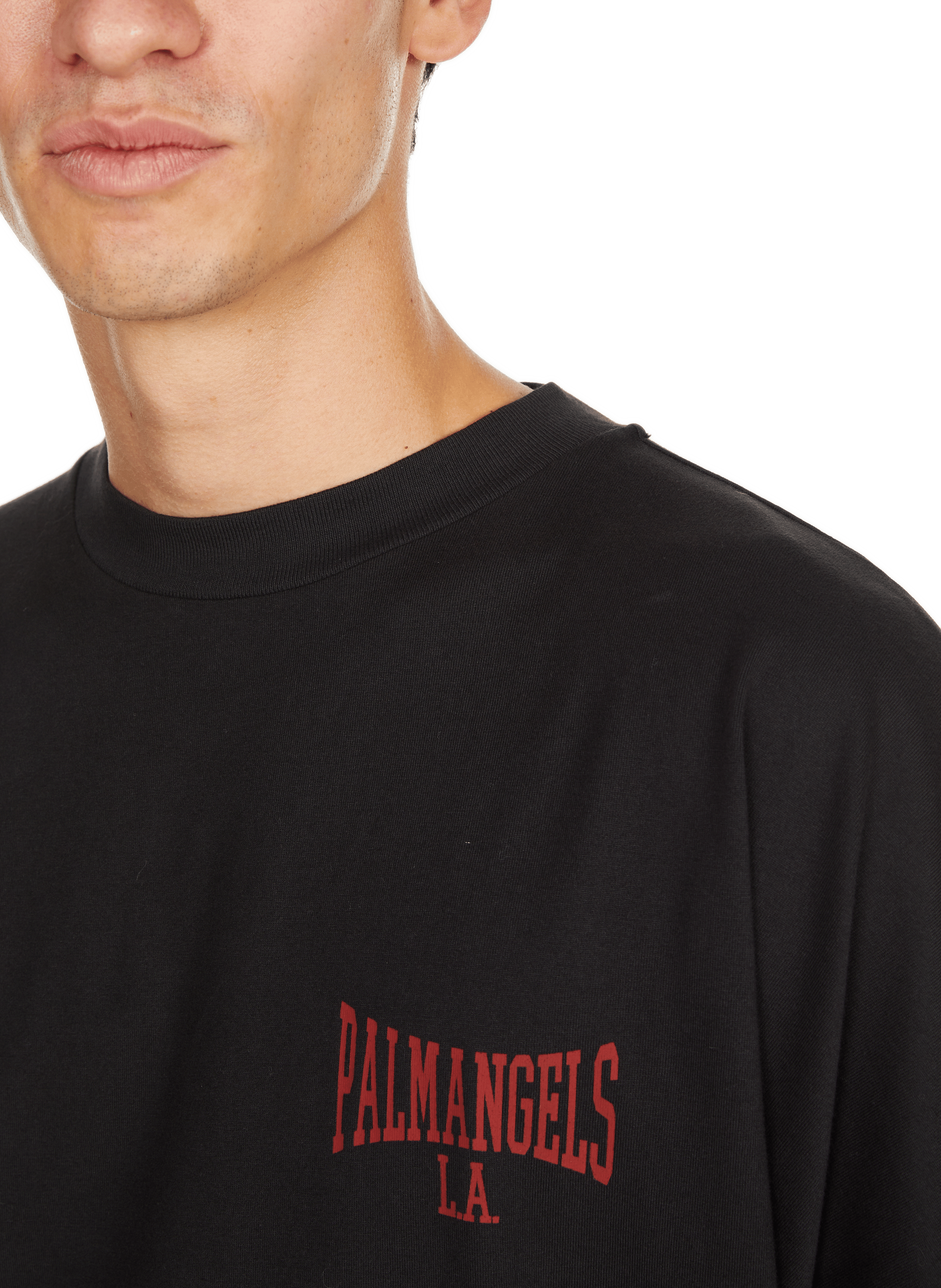 Biker-style cotton t-shirt PALM ANGELS Black