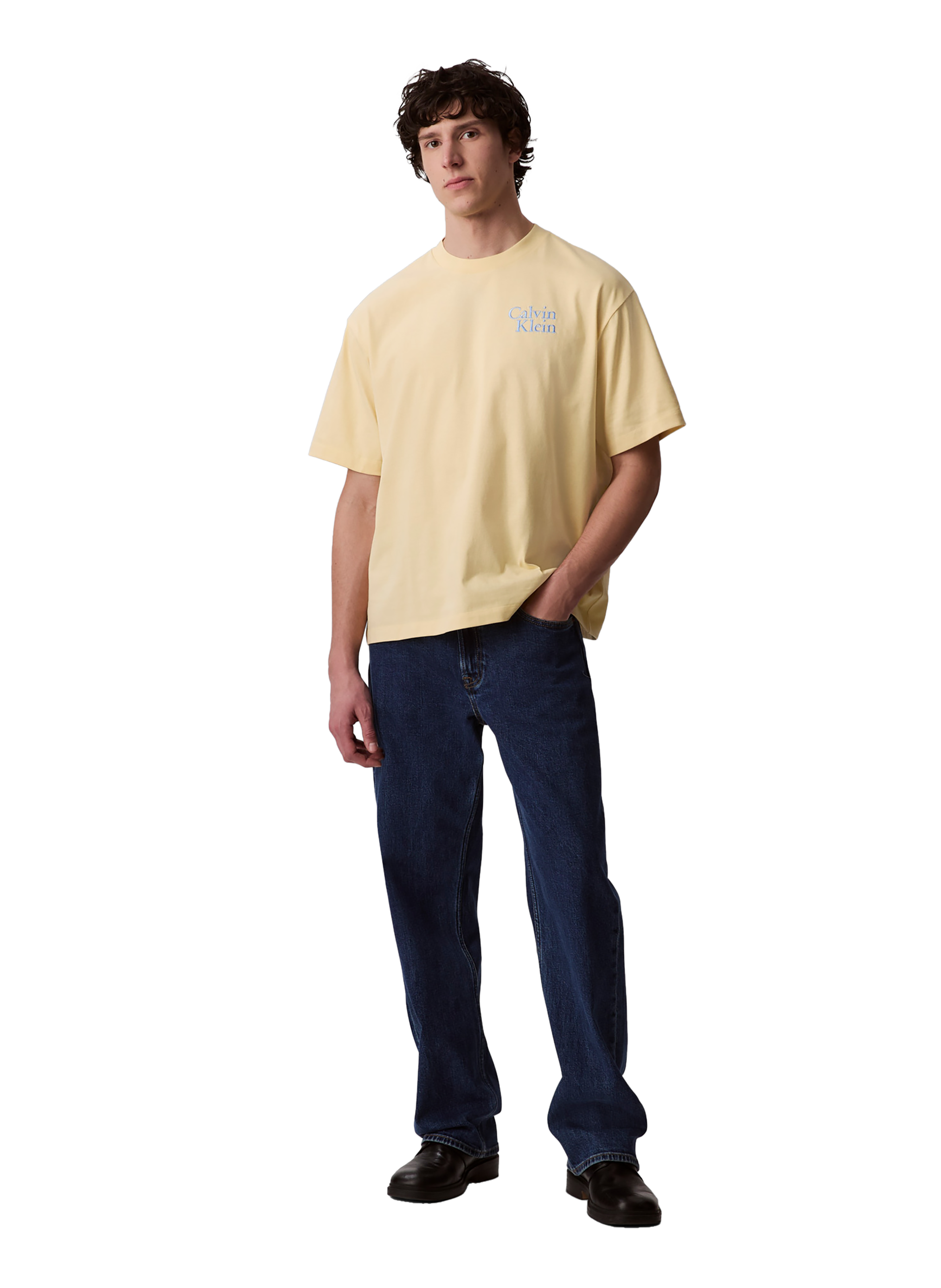 T-shirt col rond en coton CALVIN KLEIN Jaune