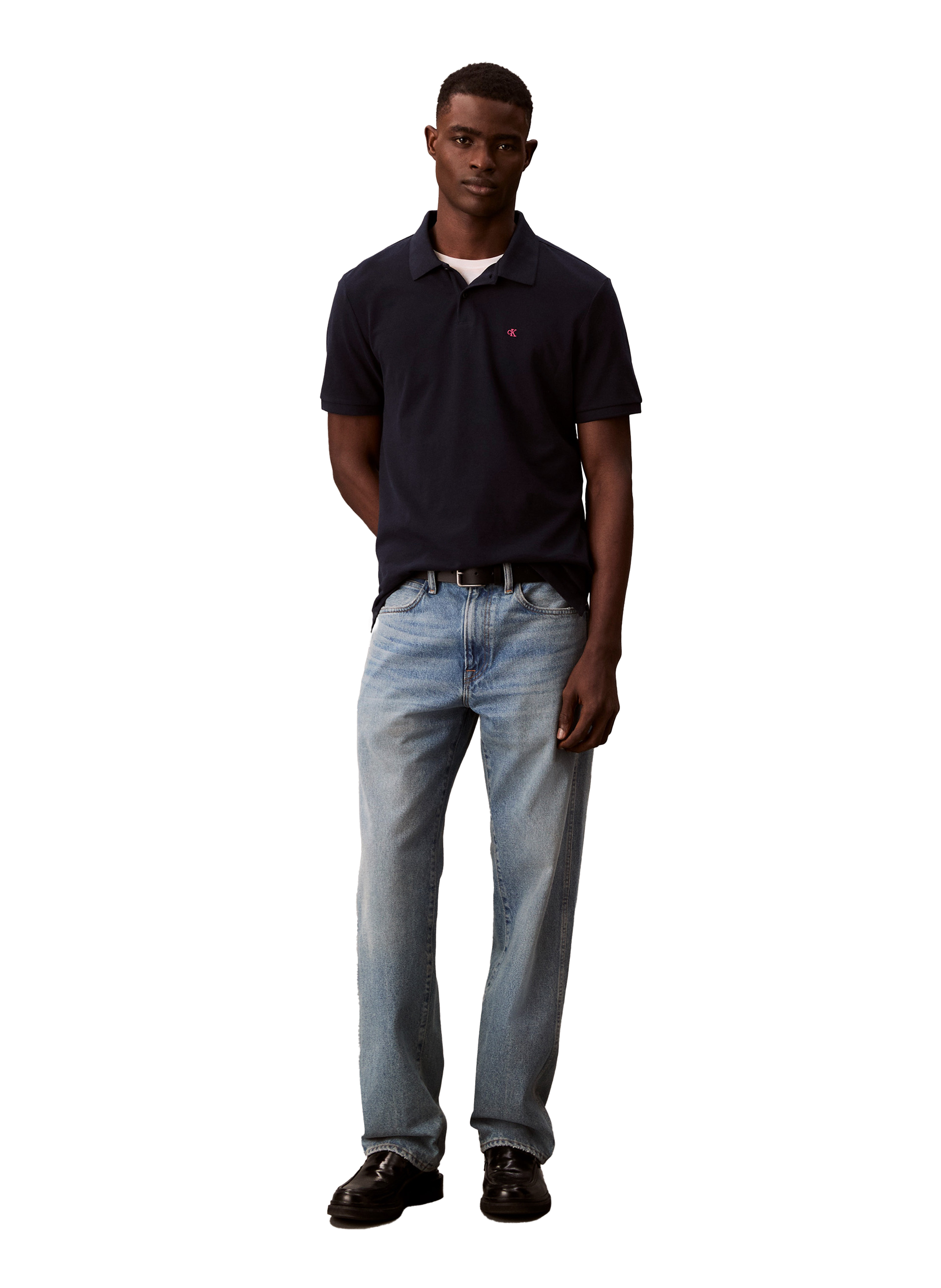 Polo manches courtes en coton CALVIN KLEIN Bleu