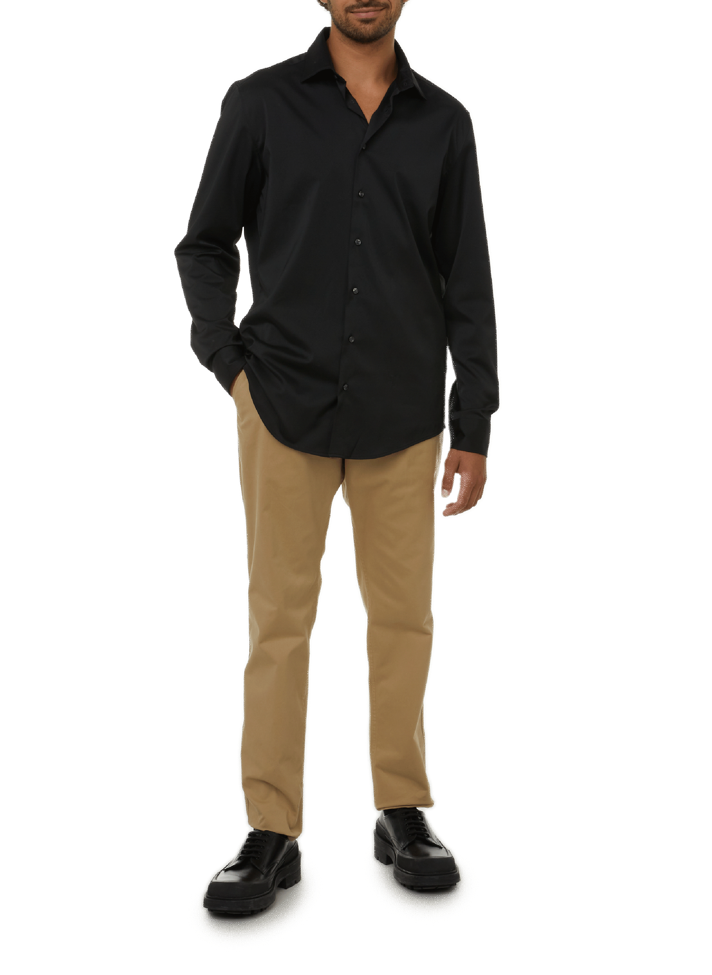 Chemise slim unie stretch SEIDENSTICKER Noir