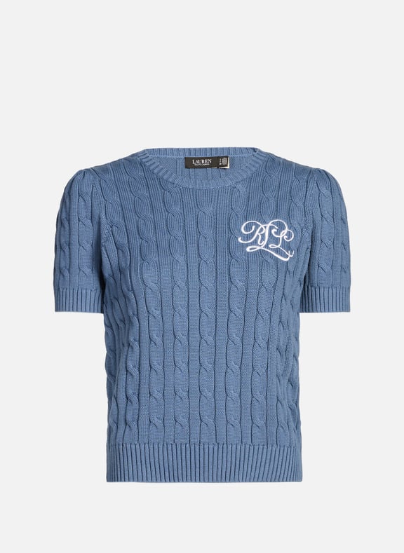Pull manches courtes en maille Bleu by LAUREN LAUREN Pull manches courtes en maille Bleu