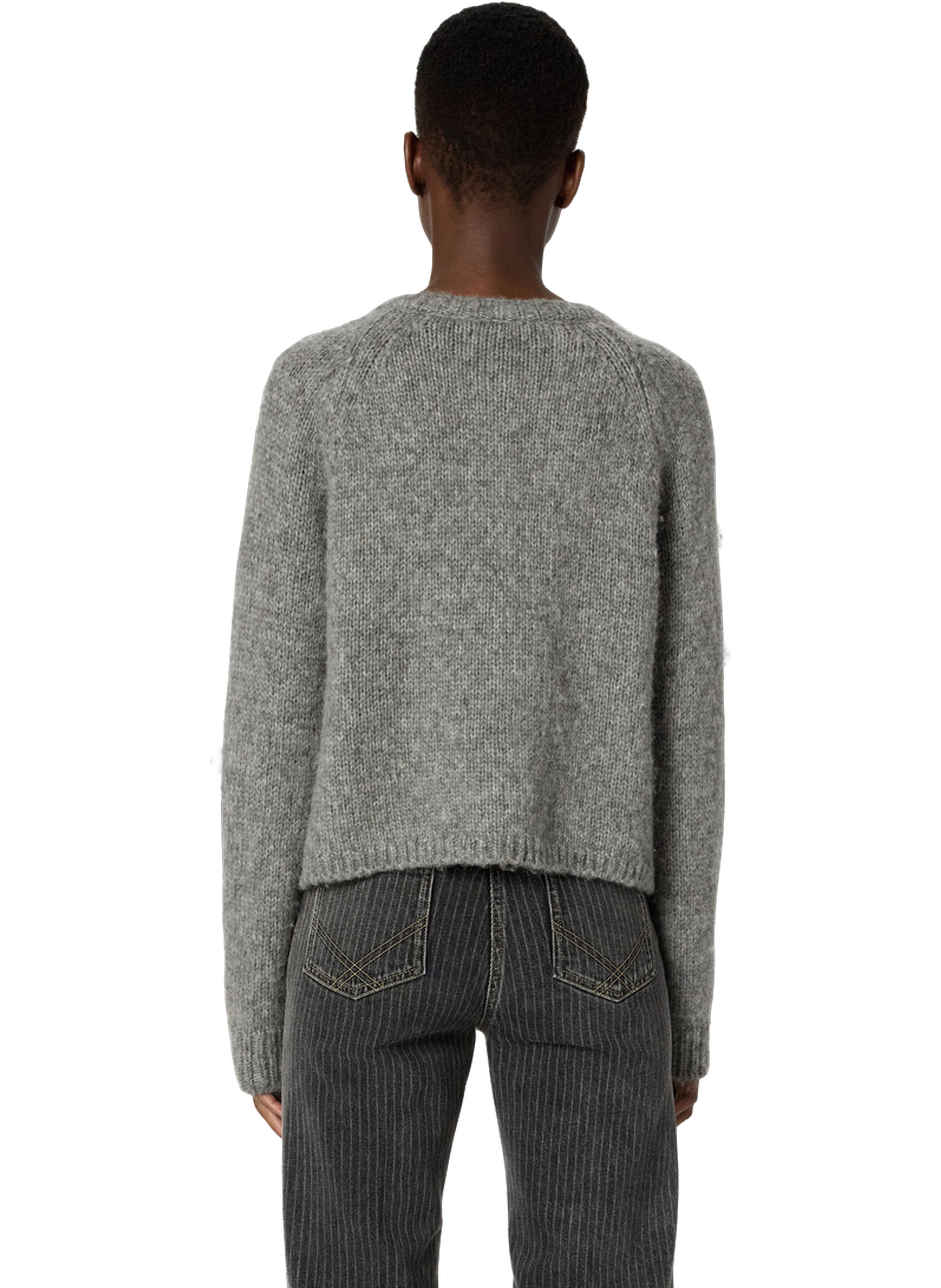 Gilet à torsades et boutons dorés - eliane GERARD DAREL Gris