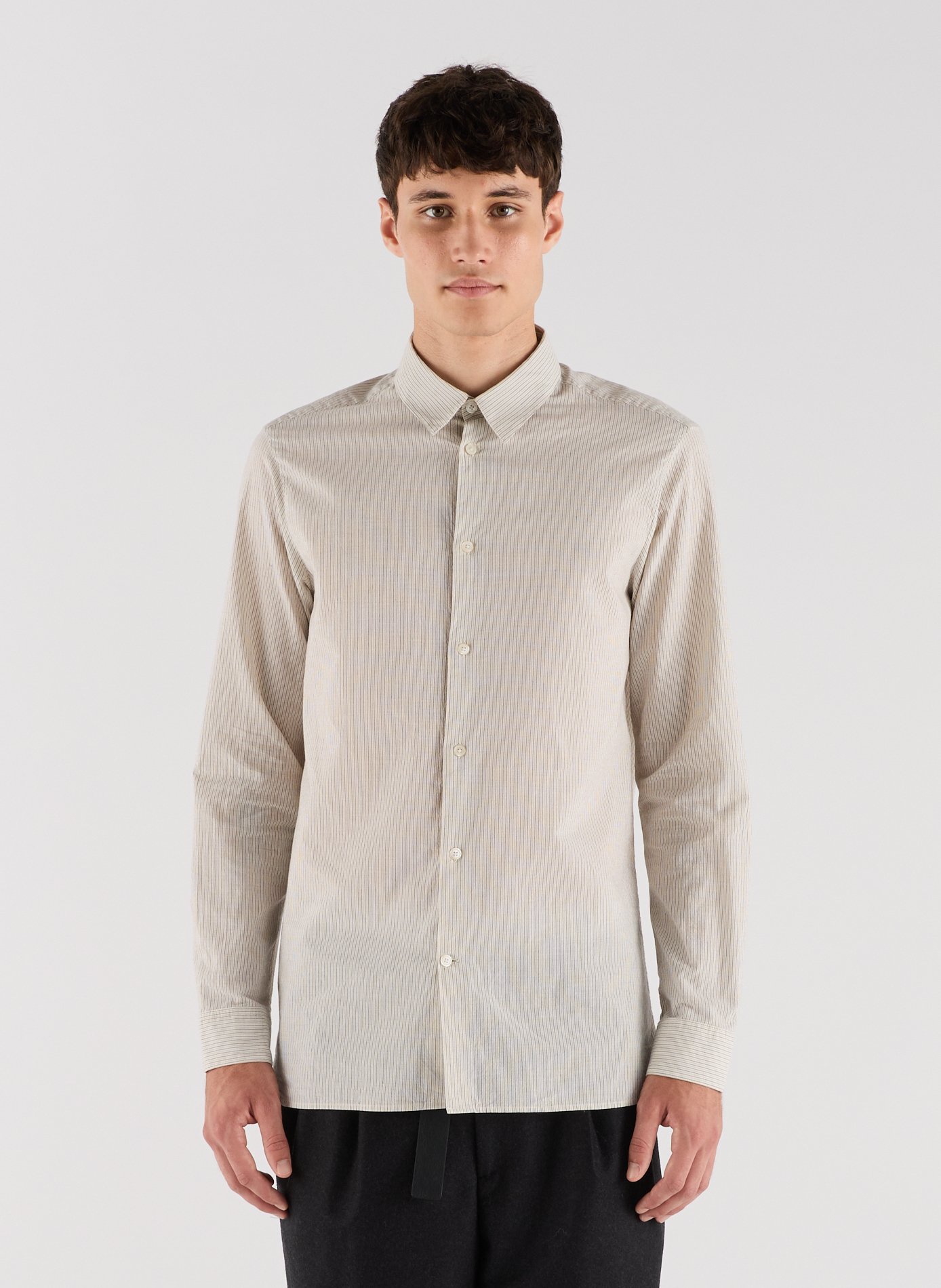 SAISON 1865 Shirt Galya with classic striped collar in cotton Beige