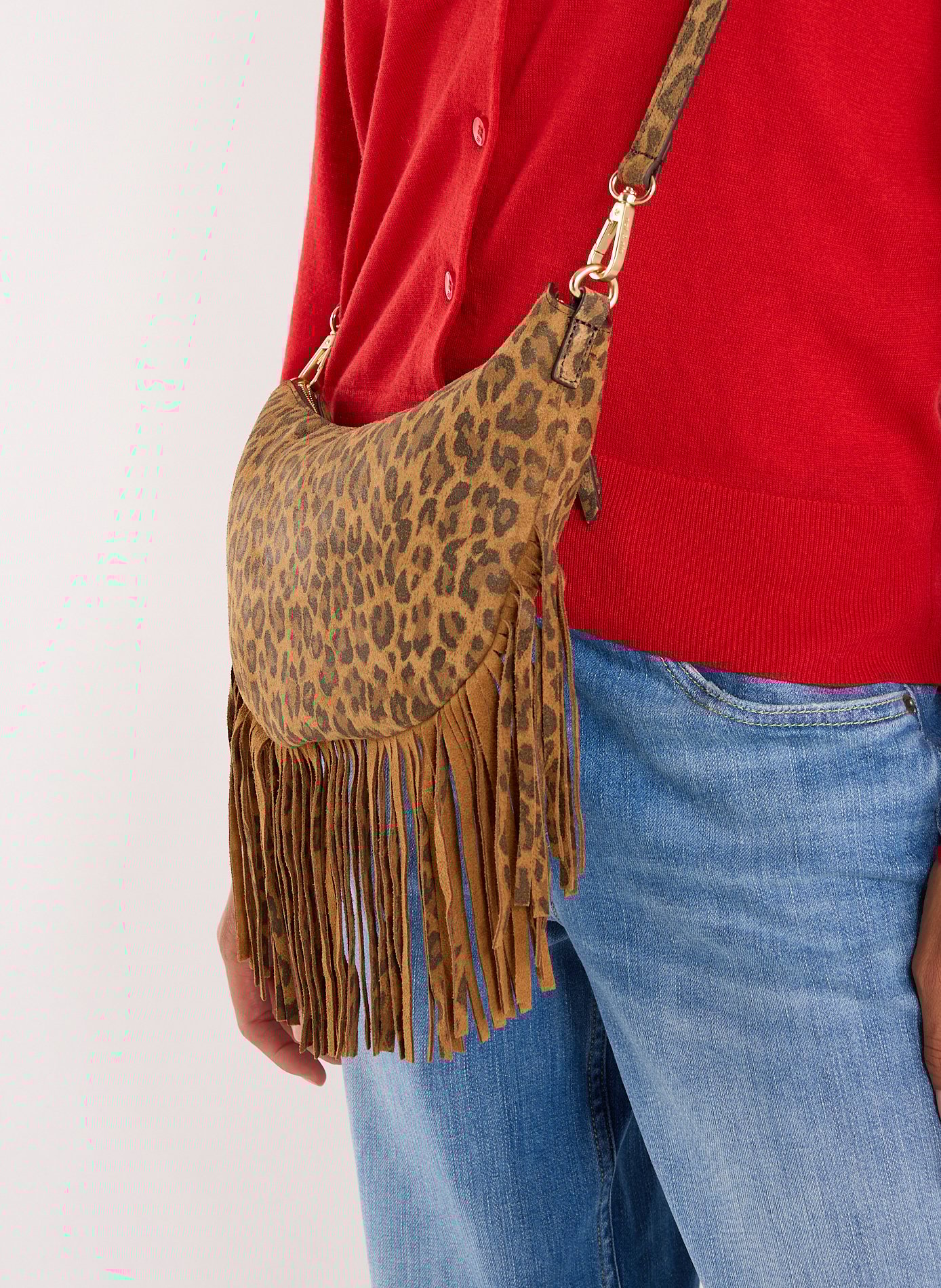 Sac à bandoulière Lune Franges en cuir NAT &amp; NIN Multicolore