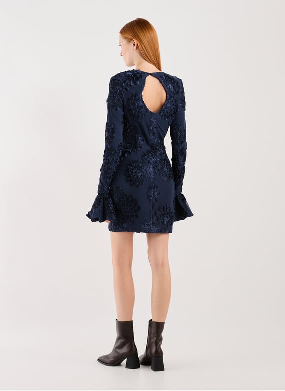 Robe courte en maille 3D | Bleu by ROTATE Robe courte en maille 3D Bleu