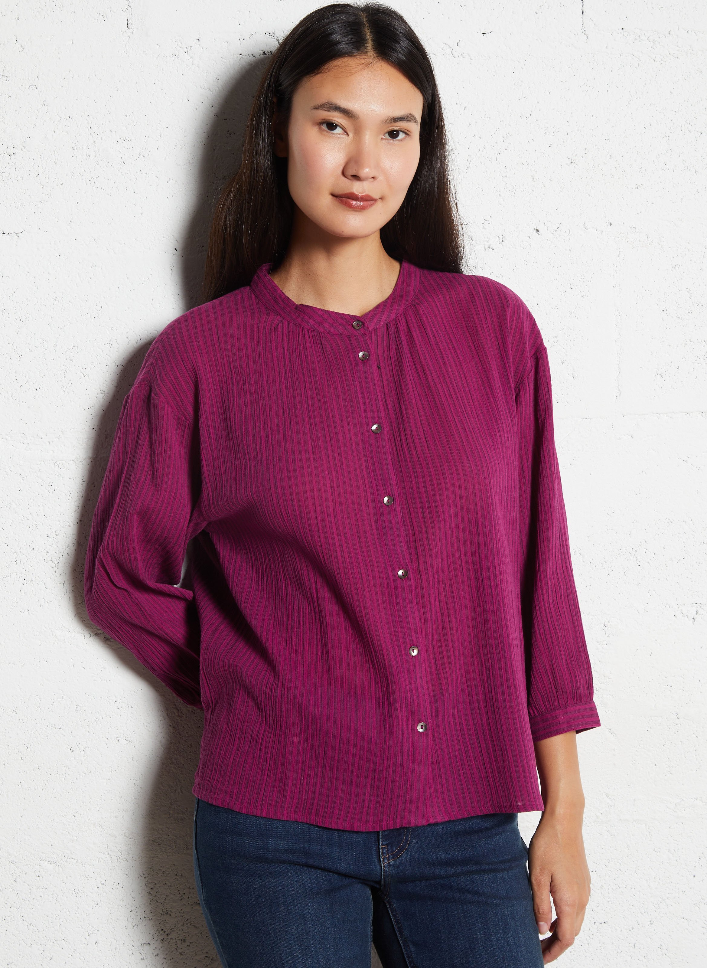 Chemise ample col mao en coton sigrid MAISON 123 Violet