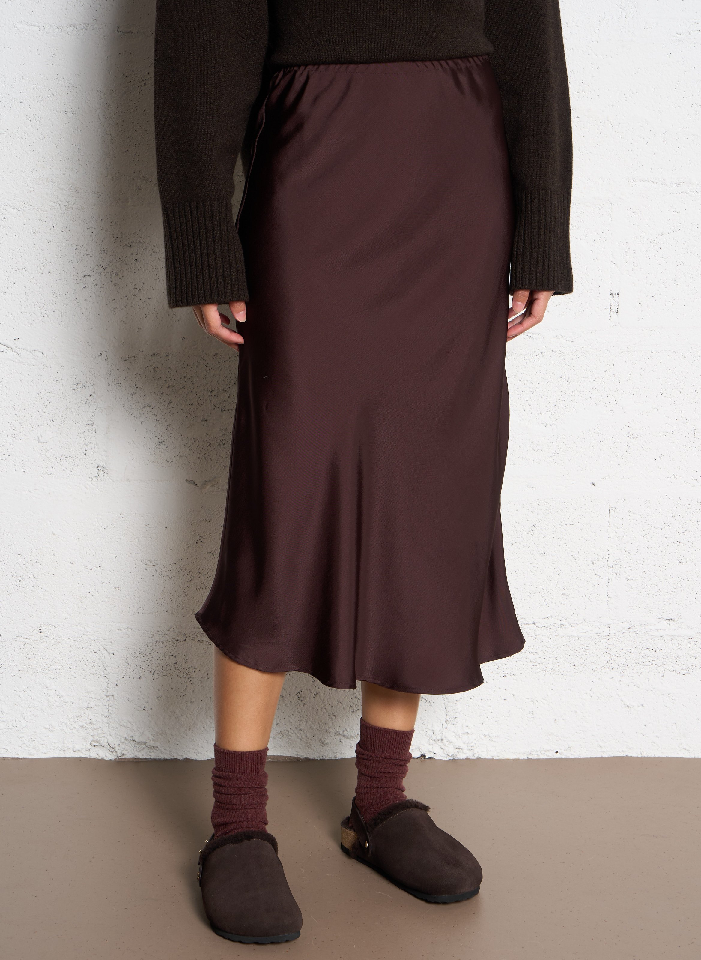 Jupe midi fluide en satin Fever SOEUR Violet