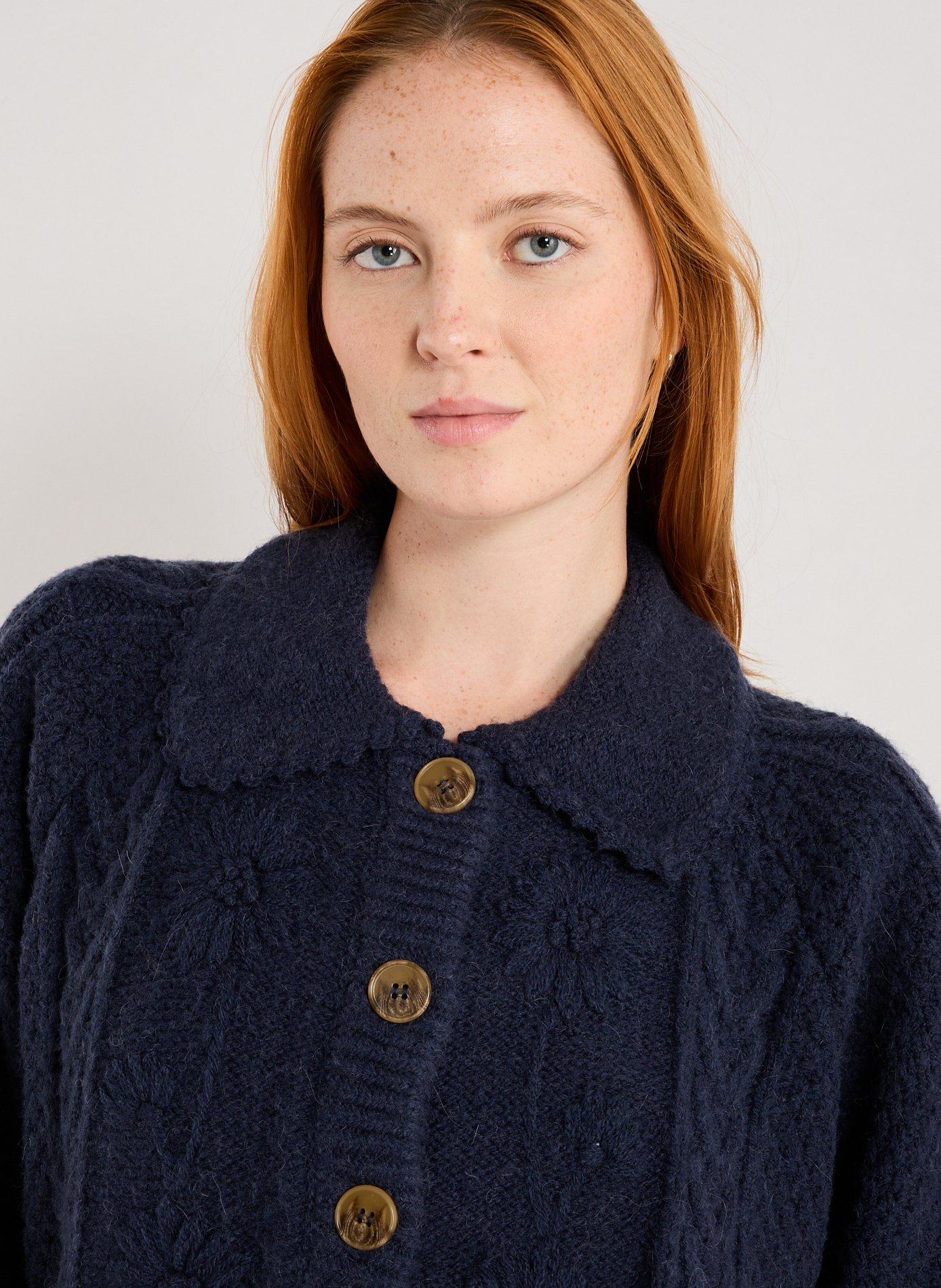 Gilet droit en maille torsadée LOUISE MISHA Bleu