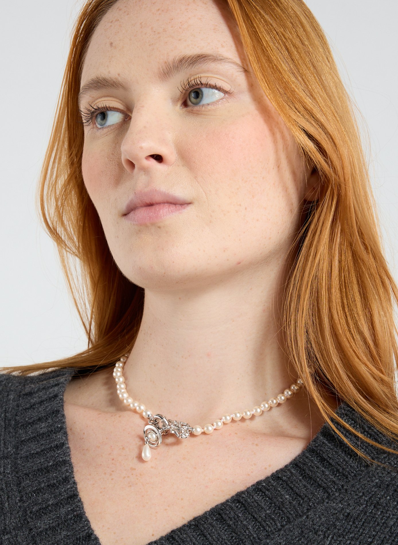 Brass knot necklace with pearl VIVIENNE WESTWOOD Silver