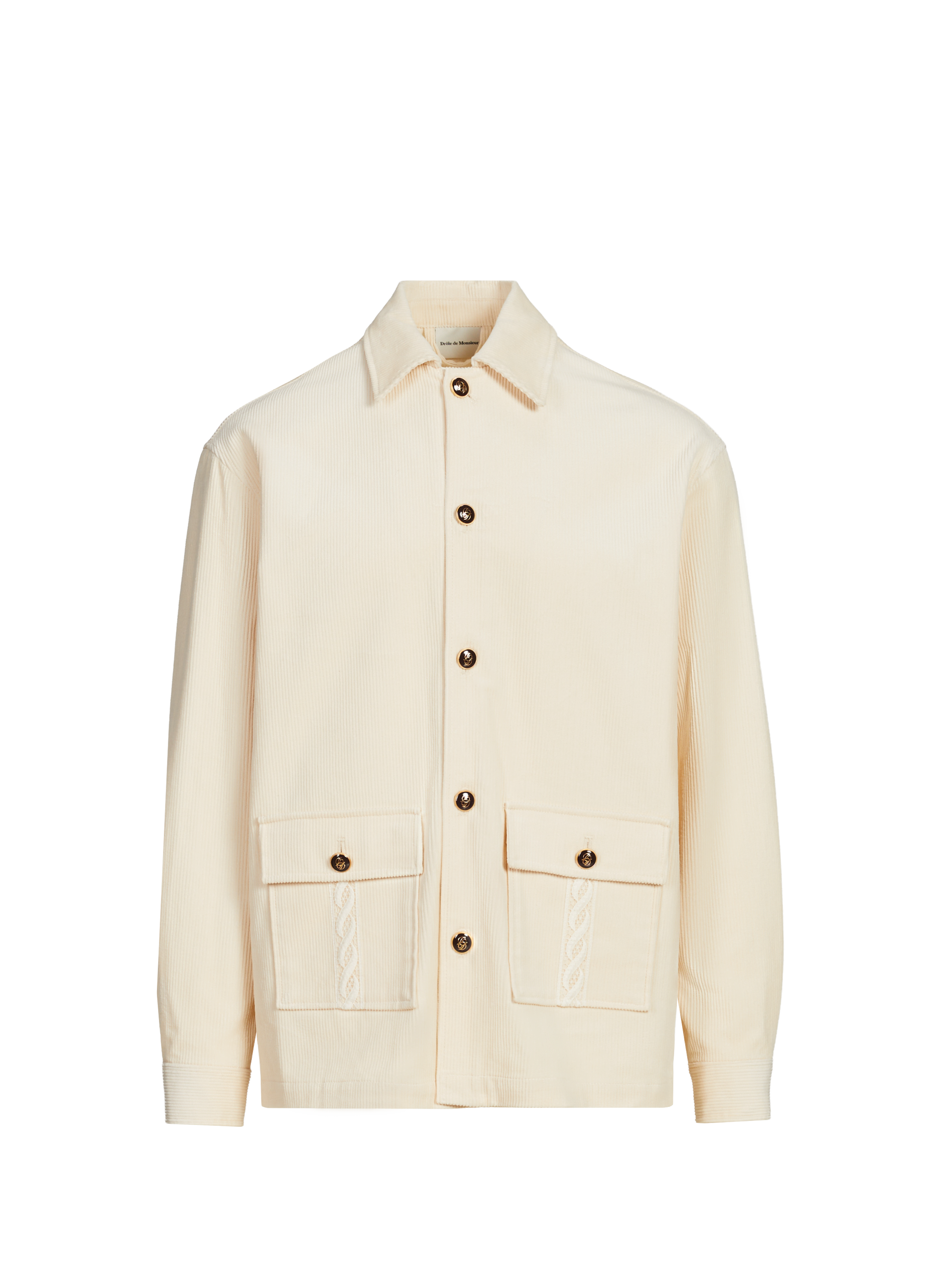 DROLE DE MONSIEUR Straight velvet cotton overshirt Beige