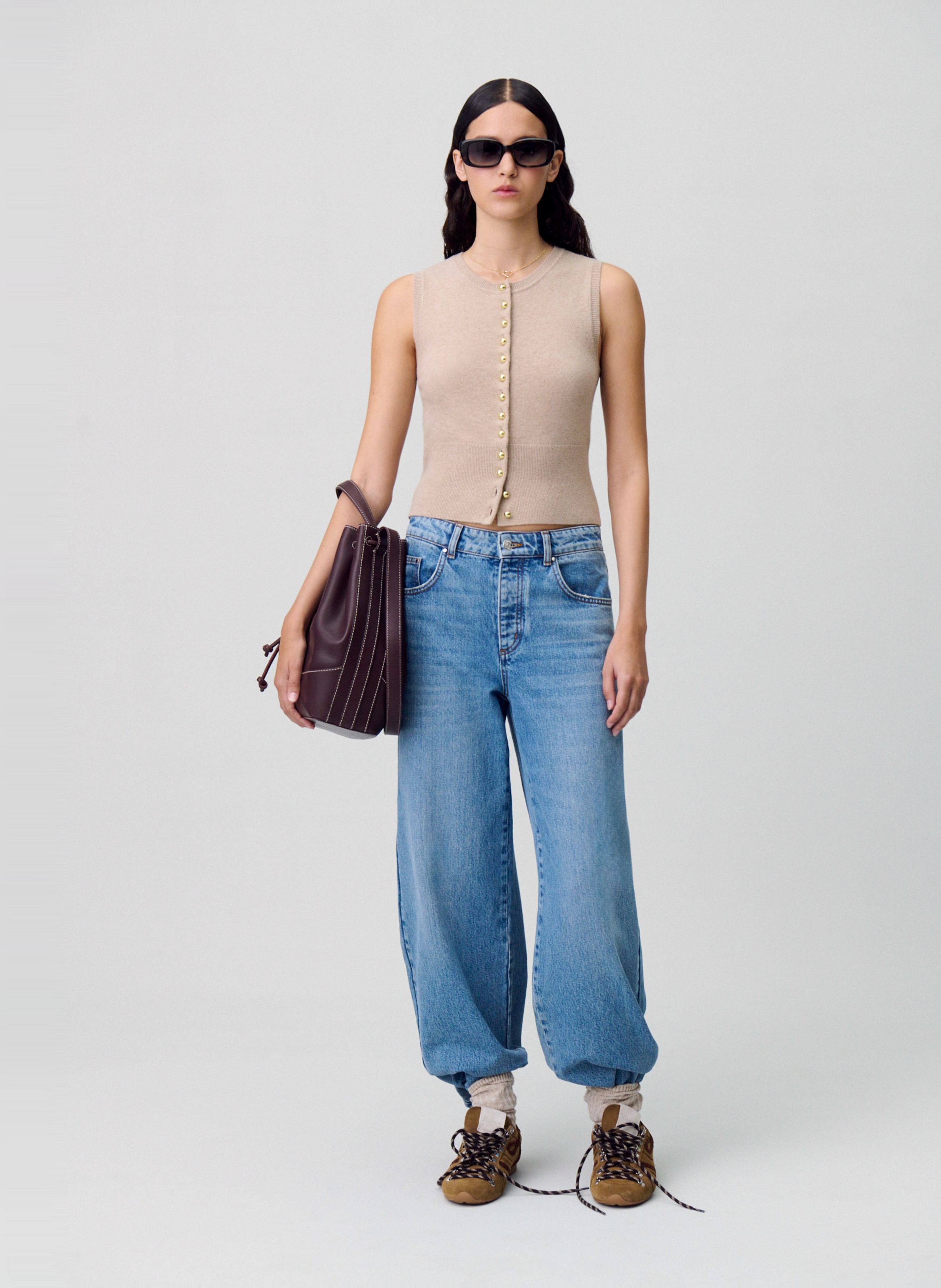 Top ajusté en laine CLAUDIE PIERLOT Beige