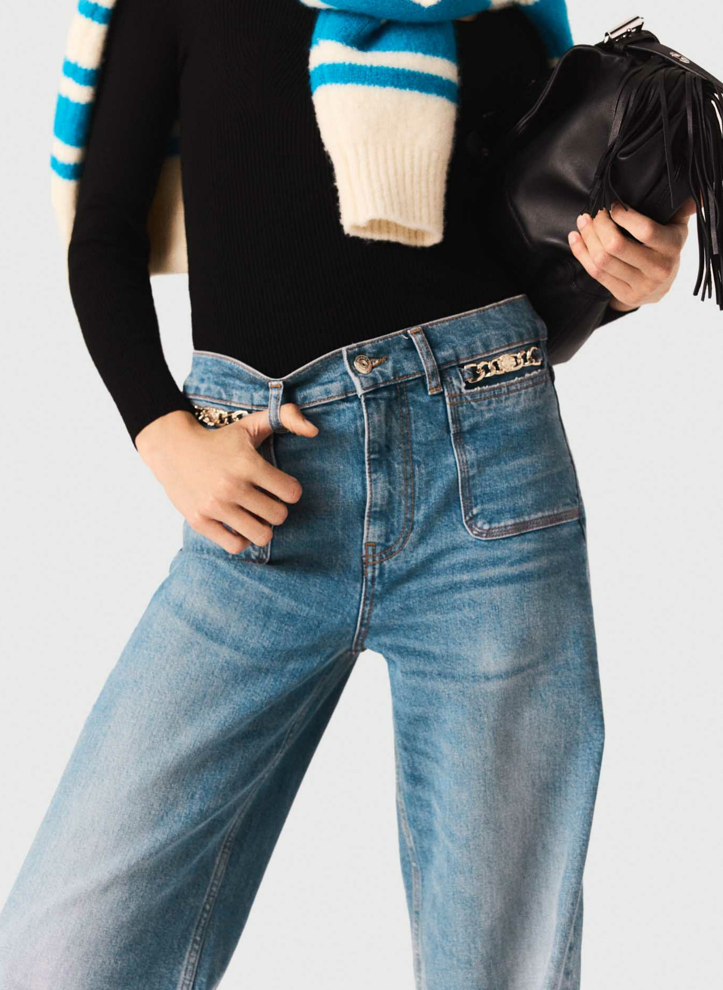 Jean droit en coton mélangé MAJE Bleu