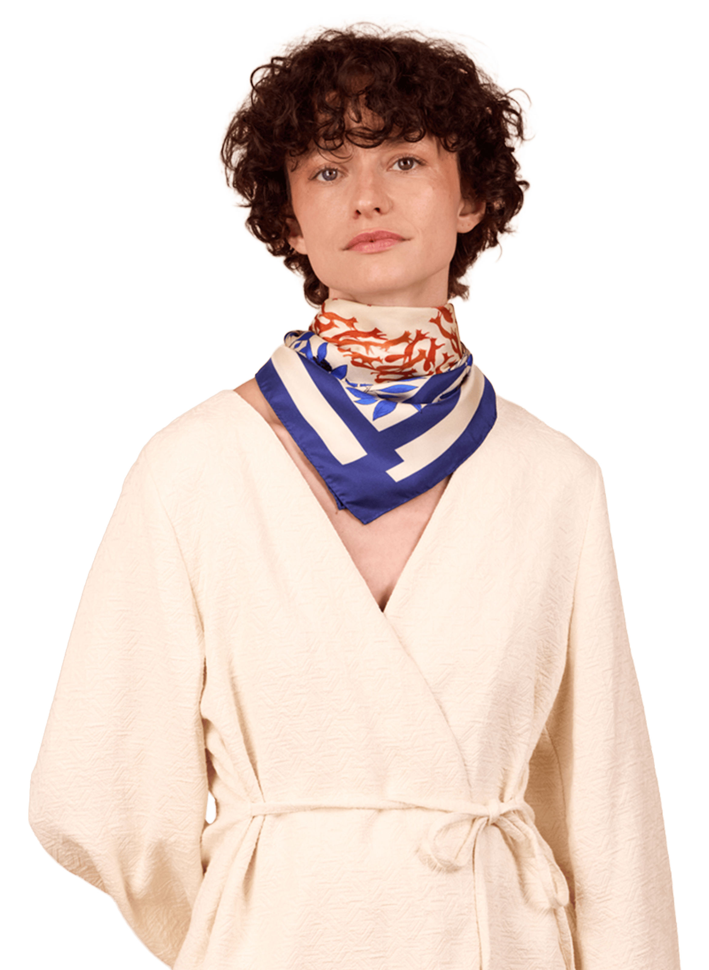 Pas de deux - Carré 45 imprimé en soie PETITJEAN PARIS Multicolore